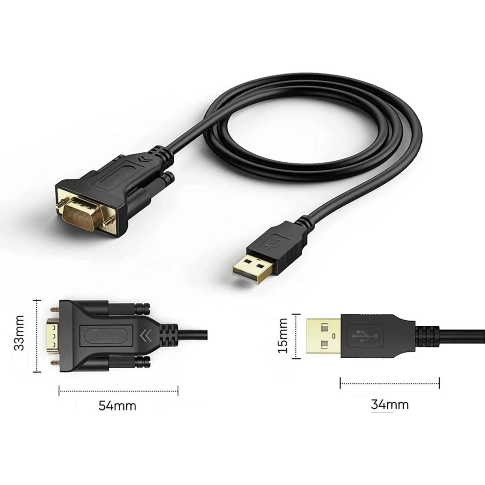 Techly IDATA USB2-SER-1A câble Série Noir 1,5 m USB Type-A DB-9