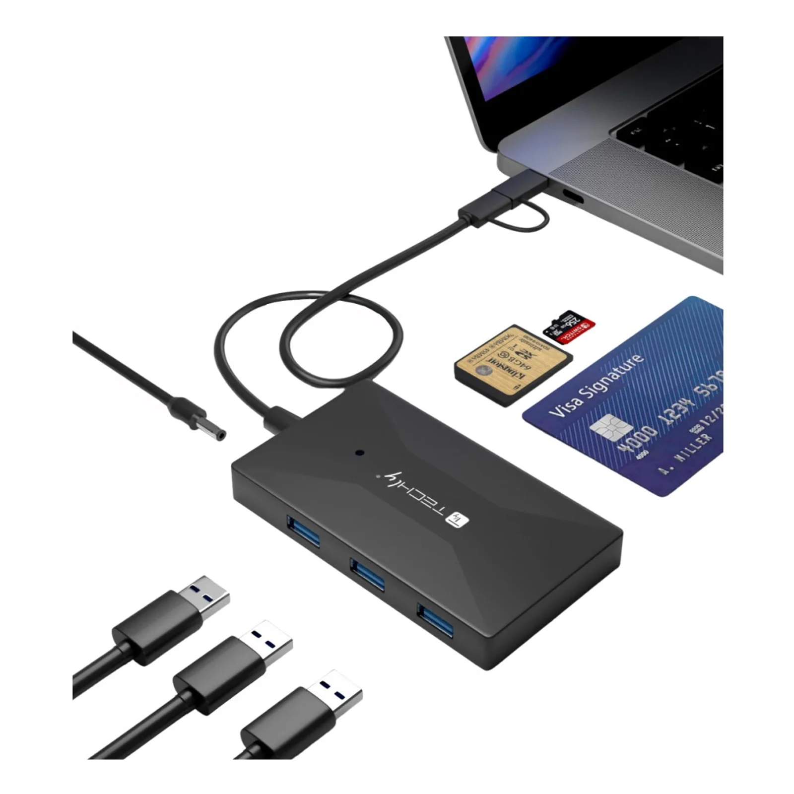 IUSB-CARD-AC582 lecteur de carte mémoire USB 3.2 Gen 1 (3.1 Gen 1) Type-A/Type-C Noir