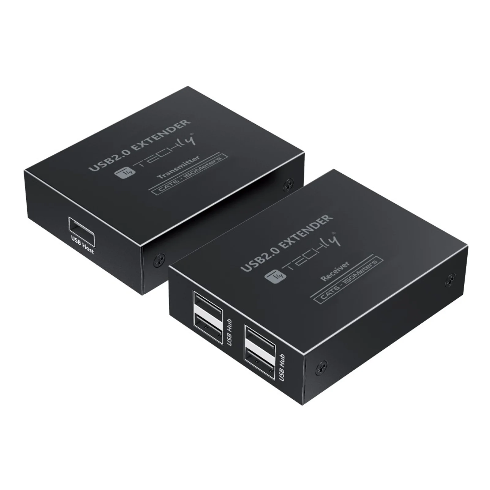 Techly IUSB-EXTEND1504P extension audio/video Émetteur et récepteur AV Noir