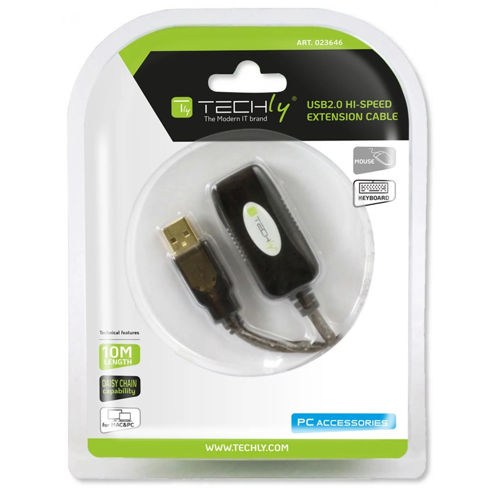 Techly IUSB-REP10TY câble USB USB 2.0 10 m USB A 0,48 Gbit/s Noir