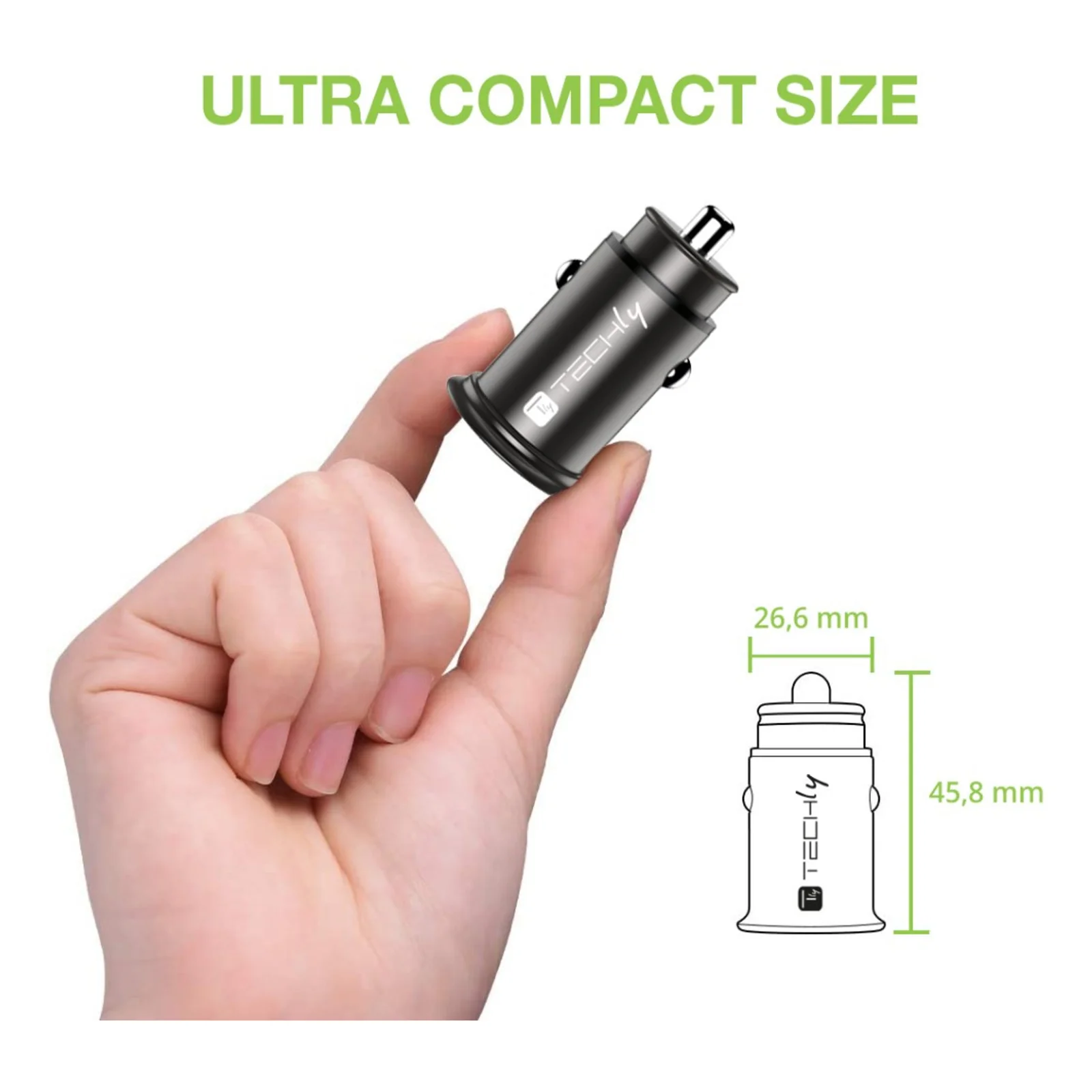 Techly IUSB2-CAR5-AC38W chargeur d'appareils mobiles Universel Noir Allume-cigare Charge rapide Auto