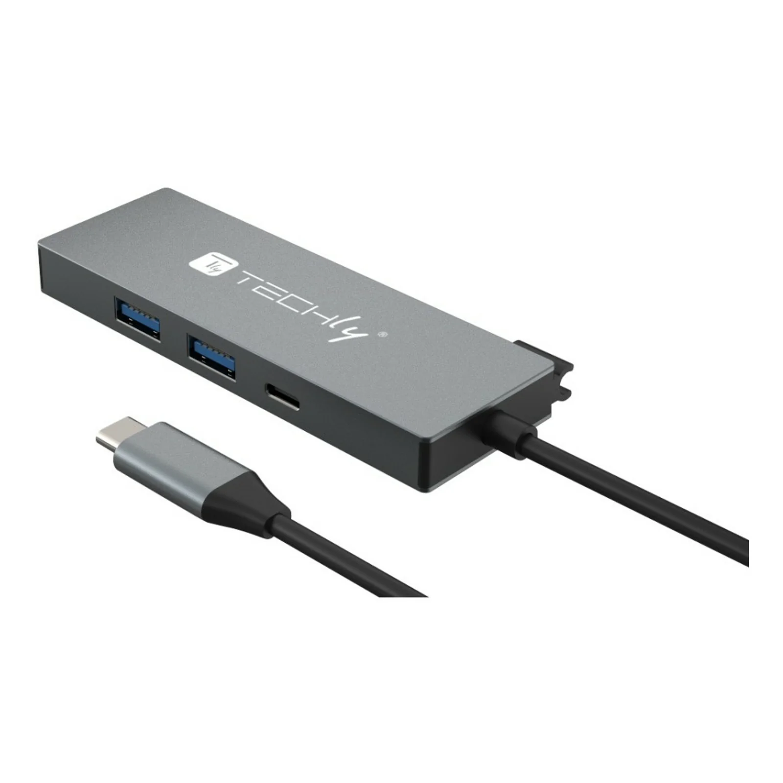 Techly IUSB32C-HUB4HPD station d'accueil Avec fil USB 3.2 Gen 2 (3.1 Gen 2) Type-C Gris