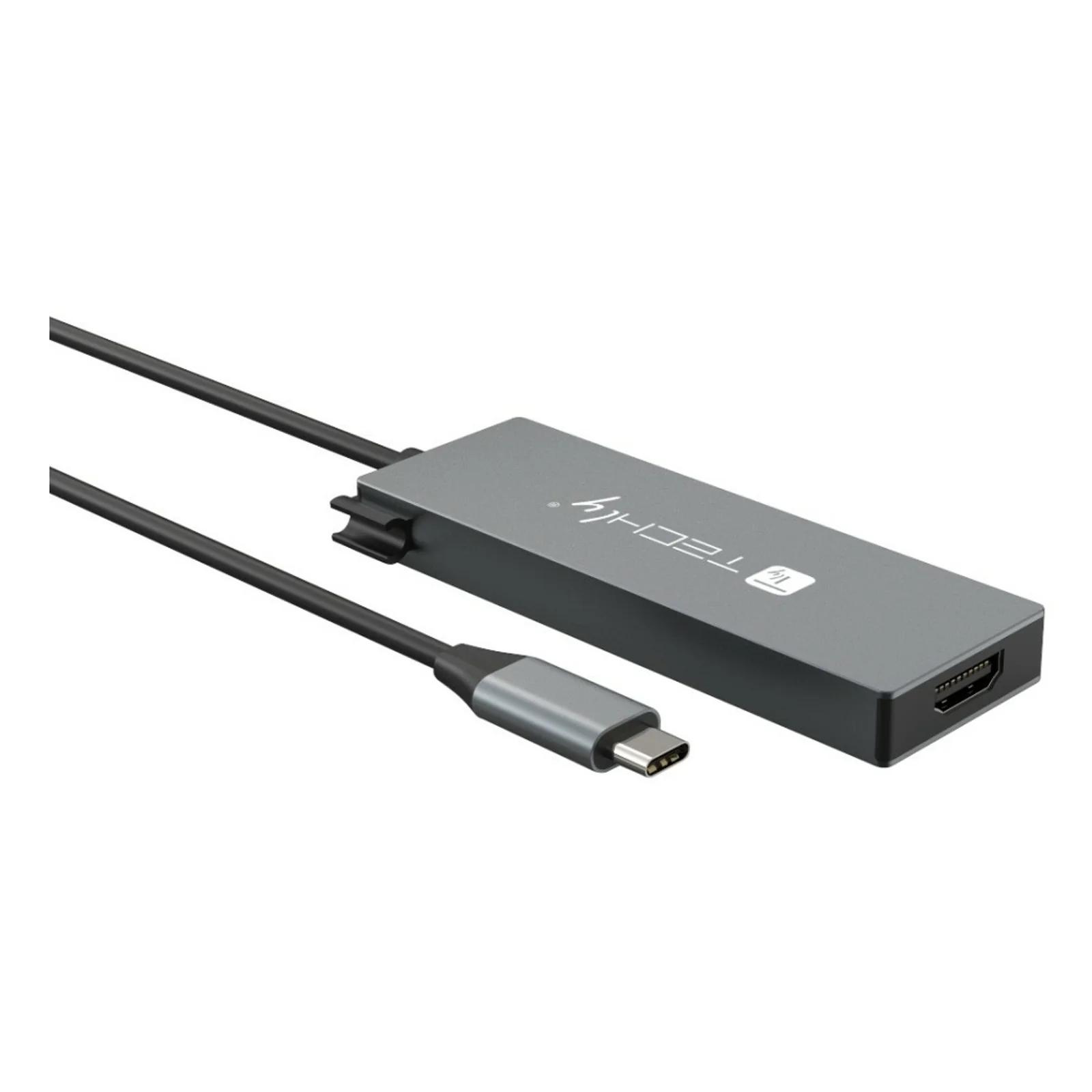 Techly IUSB32C-HUB4HPD station d'accueil Avec fil USB 3.2 Gen 2 (3.1 Gen 2) Type-C Gris