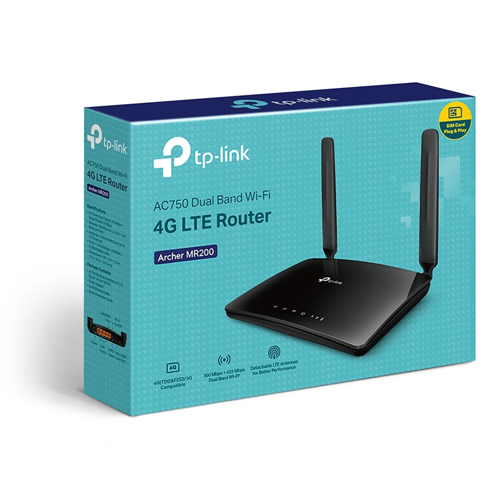 TP-Link Archer MR200 routeur sans fil Fast Ethernet Bi-bande (2,4 GHz / 5 GHz) 4G Noir