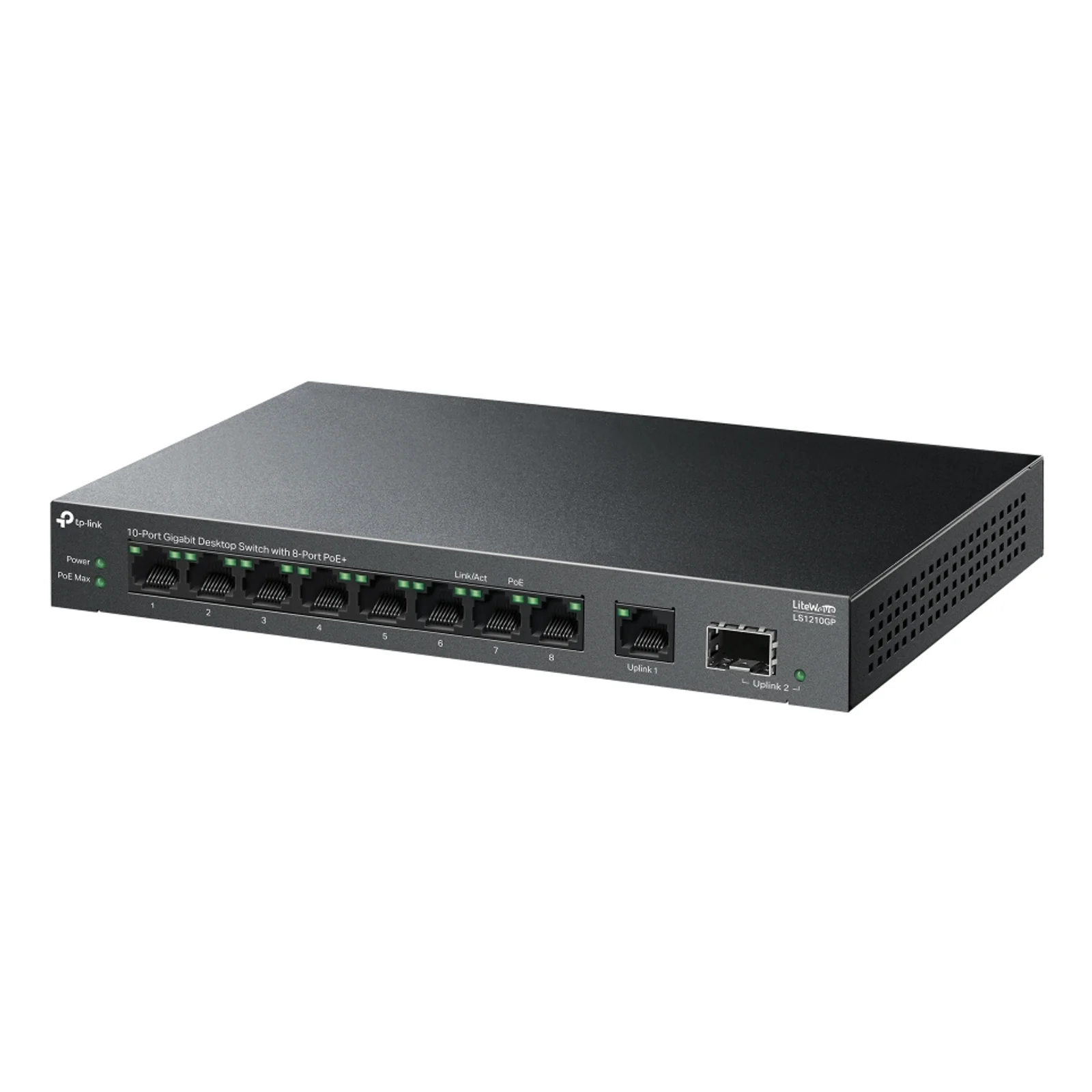 TP-Link LiteWave LS1210GP commutateur réseau Non-géré Gigabit Ethernet (10/100/1000) Connexion Ethernet, supportant l'alimentation via ce port (PoE) Noir