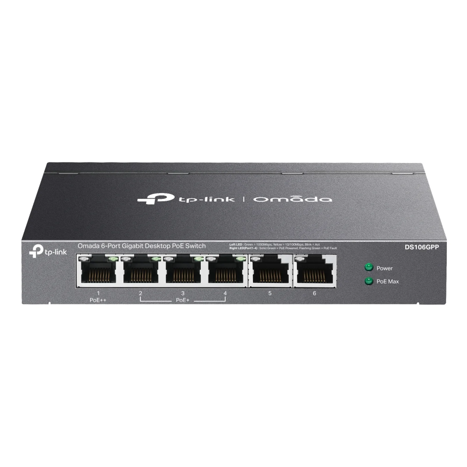 Omada DS106GPP commutateur réseau Non-géré Gigabit Ethernet (10/100/1000) Connexion Ethernet, supportant l'alimentation via ce port (PoE) Noir