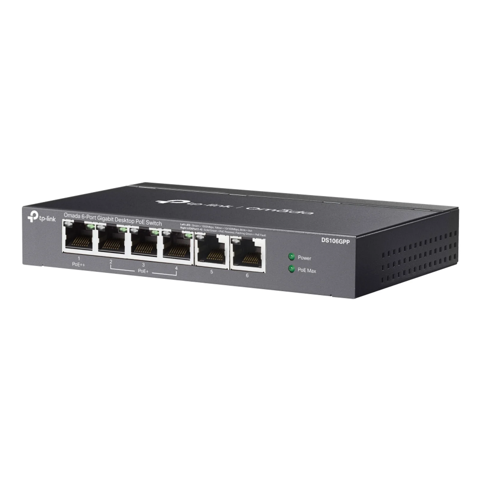 TP-Link Omada DS106GPP commutateur réseau Non-géré Gigabit Ethernet (10/100/1000) Connexion Ethernet, supportant l'alimentation via ce port (PoE) Noir