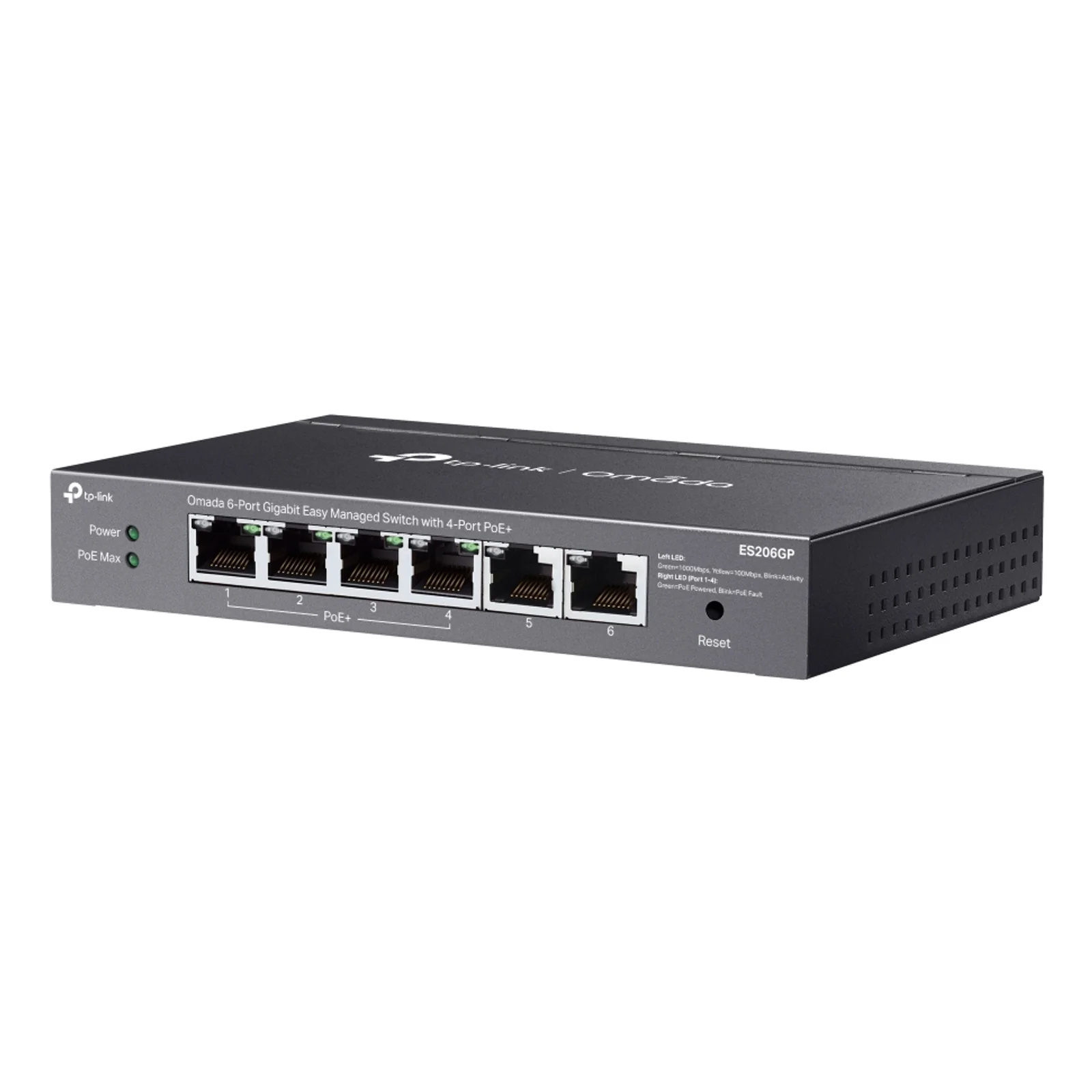 TP-Link Omada ES206GP commutateur réseau Géré Gigabit Ethernet (10/100/1000) Connexion Ethernet, supportant l'alimentation via ce port (PoE) Noir