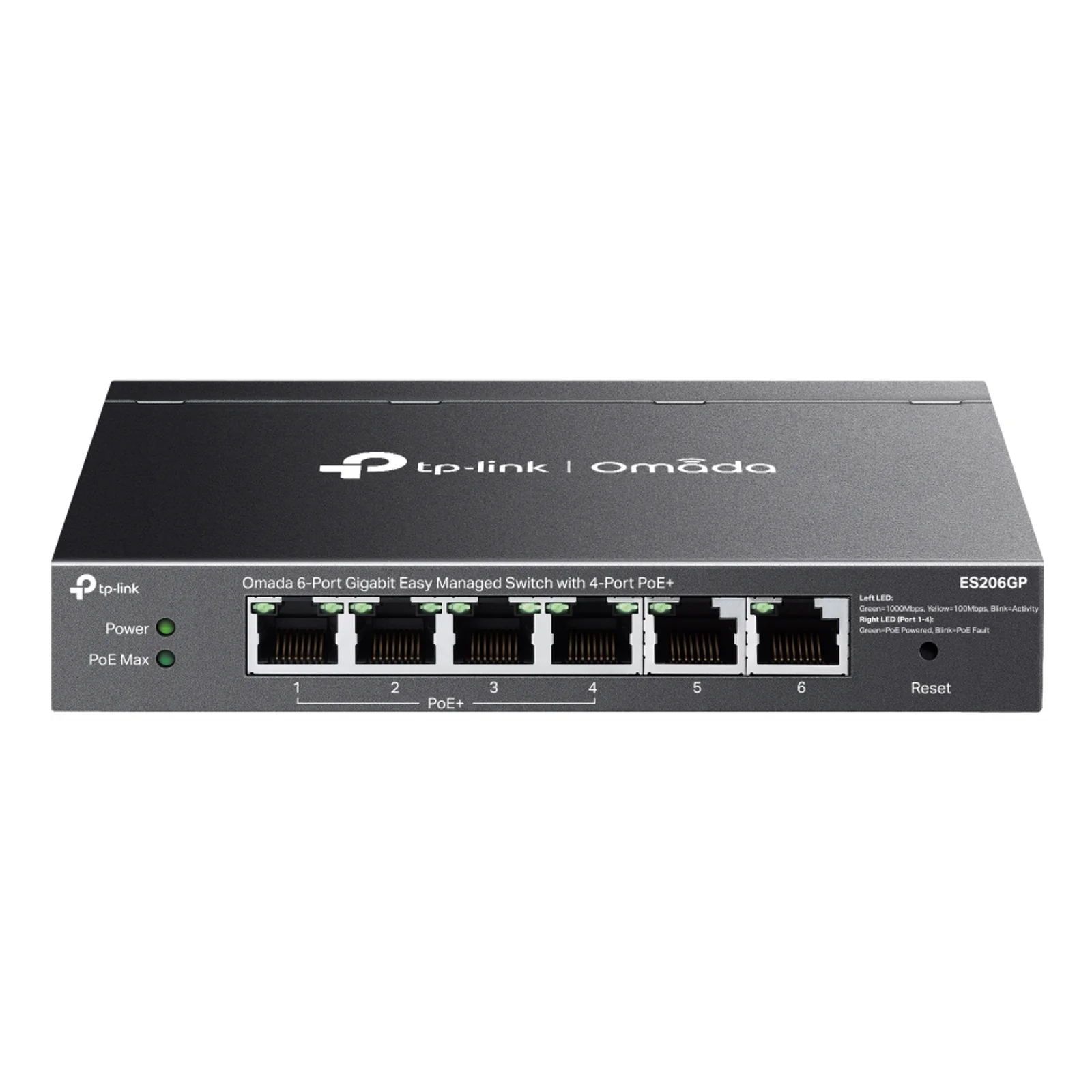 Omada ES206GP commutateur réseau Géré Gigabit Ethernet (10/100/1000) Connexion Ethernet, supportant l'alimentation via ce port (PoE) Noir