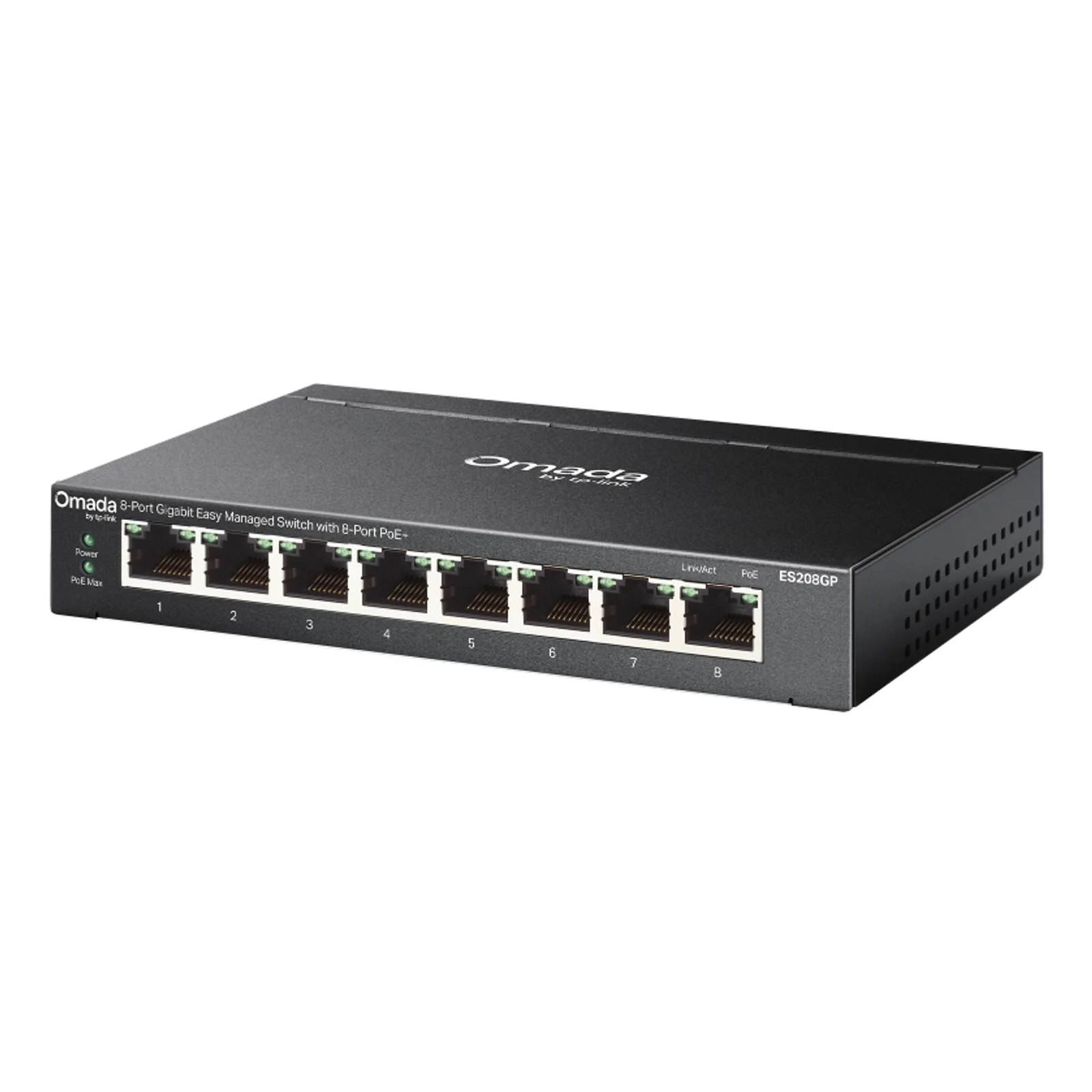 TP-Link Omada ES208GP commutateur réseau Géré L2 Gigabit Ethernet (10/100/1000) Connexion Ethernet, supportant l'alimentation via ce port (PoE) DIN rail Noir