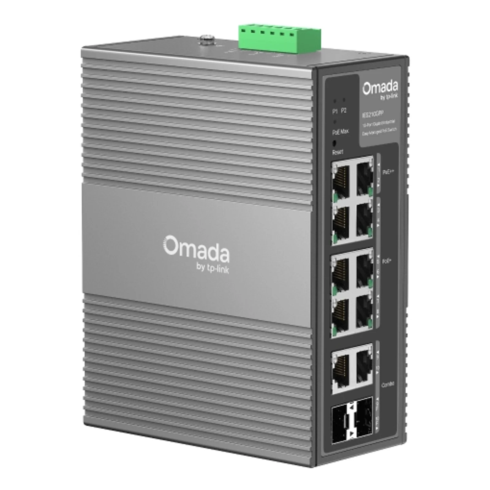 Omada IES210GPP commutateur réseau Géré Gigabit Ethernet (10/100/1000) Connexion Ethernet, supportant l'alimentation via ce port (PoE) DIN rail Gris