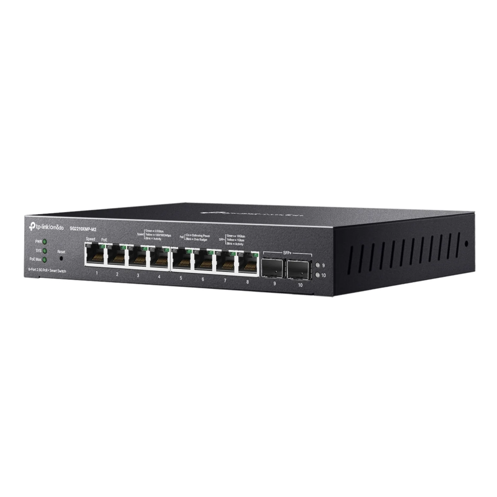 TP-Link Omada SG2210XMP-M2 commutateur réseau Géré L2/L2+ 2.5G Ethernet (100/1000/2500) Connexion Ethernet, supportant l'alimentation via ce port (PoE) Montage sur le bureau ou sur le mur Noir
