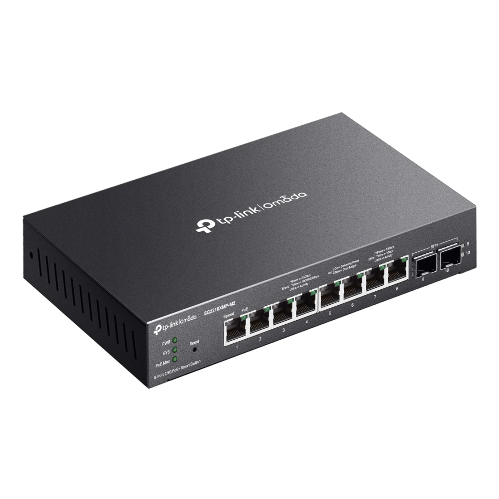 TP-Link Omada SG2210XMP-M2 commutateur réseau Géré L2/L2+ 2.5G Ethernet (100/1000/2500) Connexion Ethernet, supportant l'alimentation via ce port (PoE) Montage sur le bureau ou sur le mur Noir