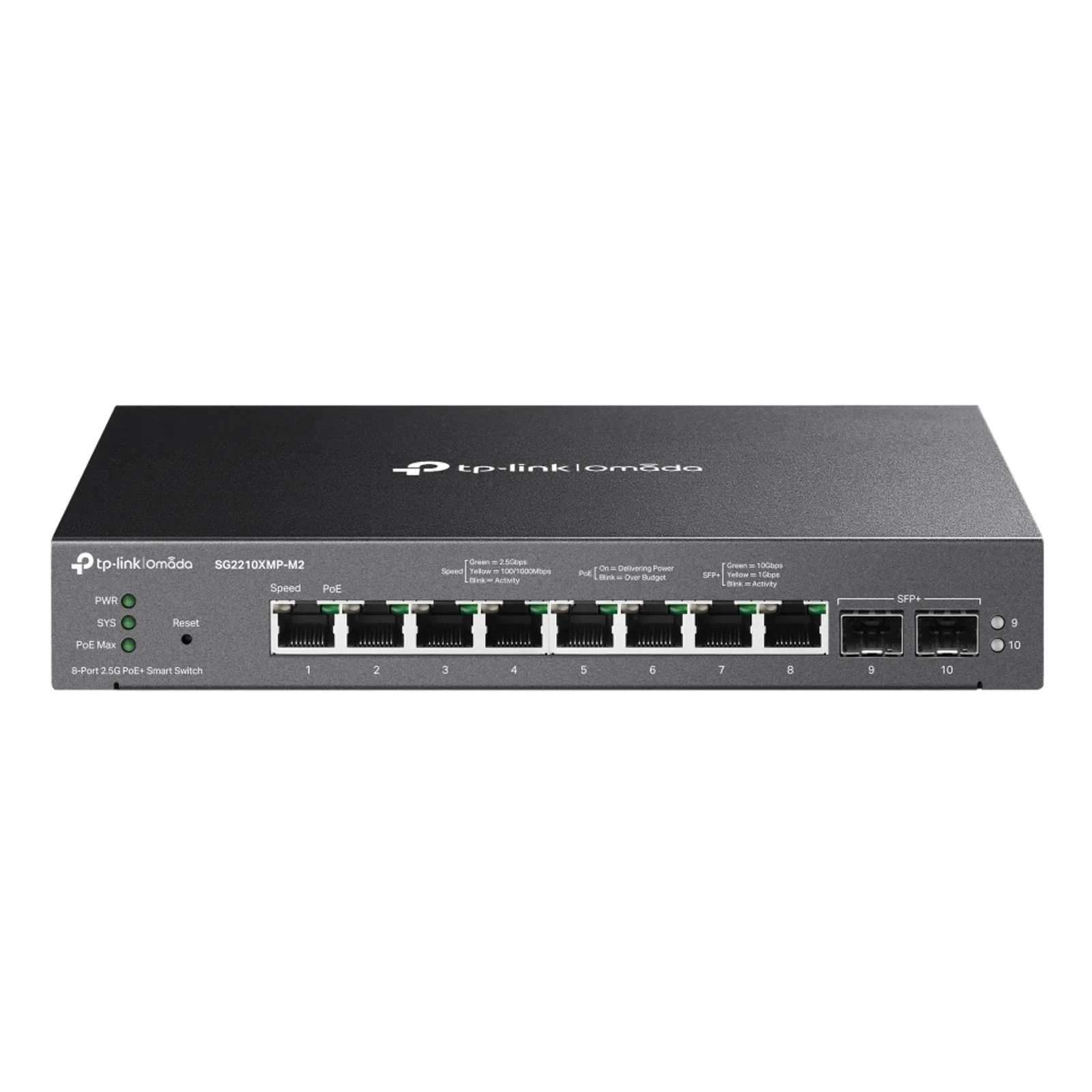 Omada SG2210XMP-M2 commutateur réseau Géré L2/L2+ 2.5G Ethernet (100/1000/2500) Connexion Ethernet, supportant l'alimentation via ce port (PoE) Montage sur le bureau ou sur le mur Noir