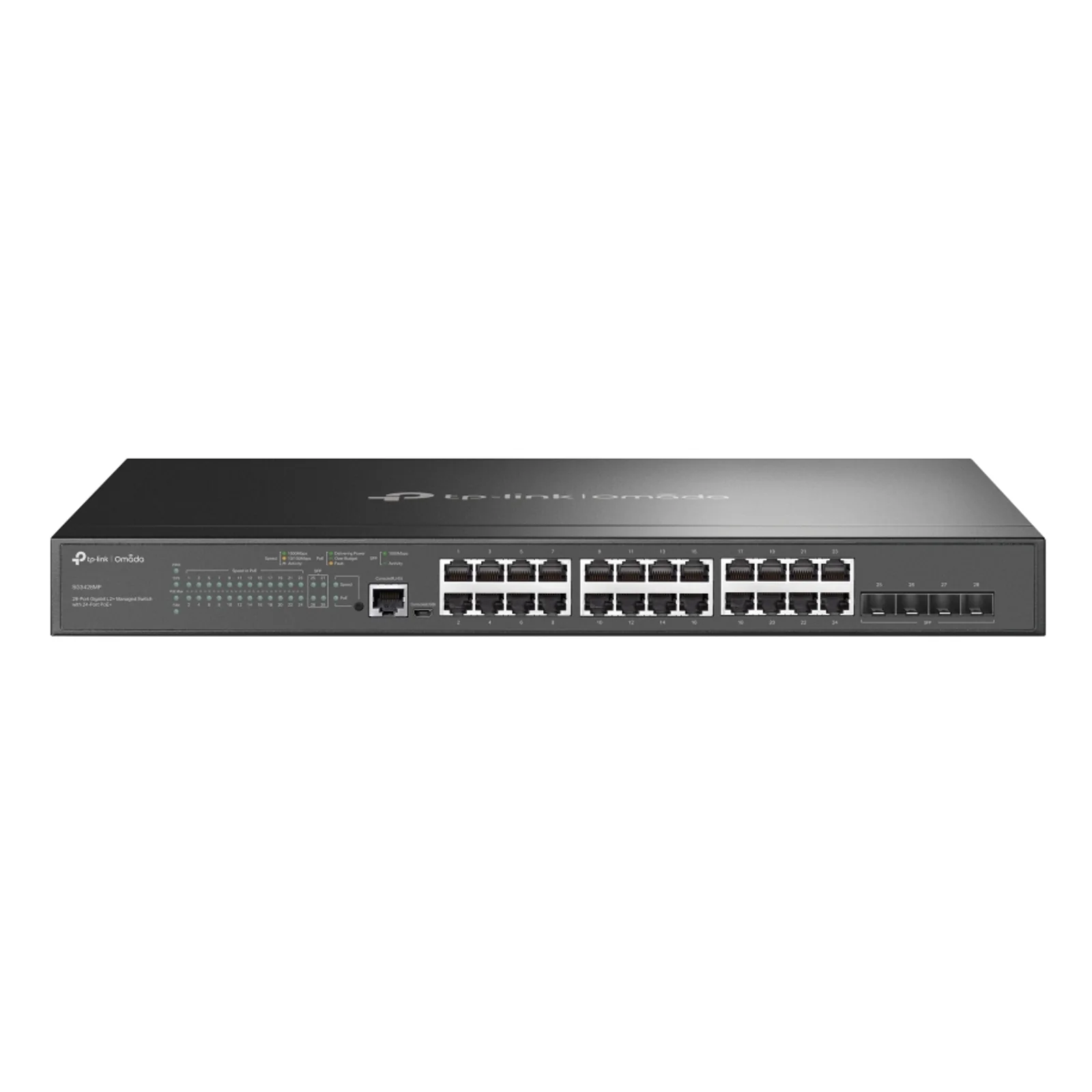Omada SG3428MP commutateur réseau Géré L2+ Gigabit Ethernet (10/100/1000) Connexion Ethernet, supportant l'alimentation via ce port (PoE) 1U Noir