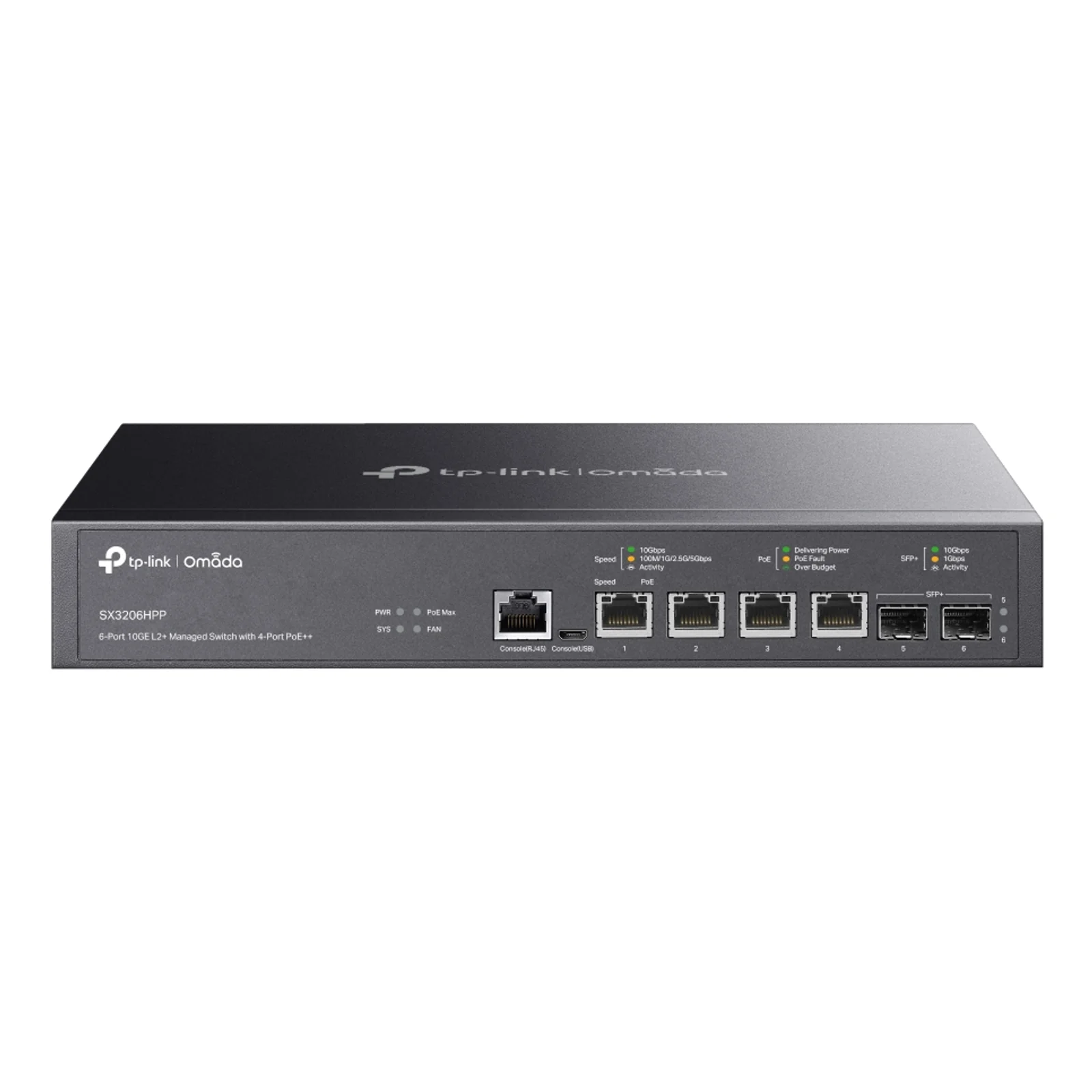 Omada SX3206HPP commutateur réseau Géré L2+ 10G Ethernet (100/1000/10000) Connexion Ethernet, supportant l'alimentation via ce port (PoE) Noir