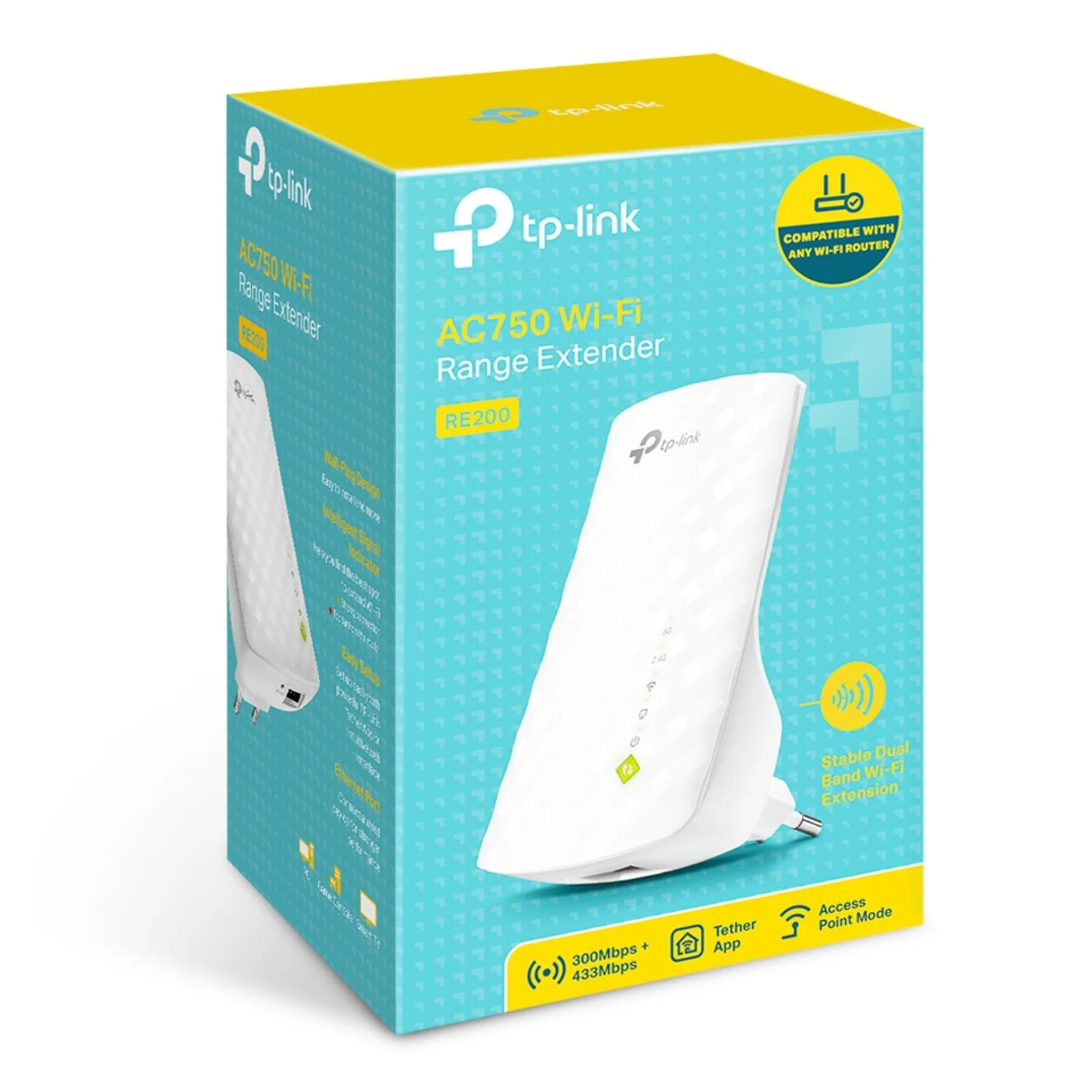TP-Link RE200 prolongateur réseau Répéteur réseau Blanc 10, 100 Mbit/s