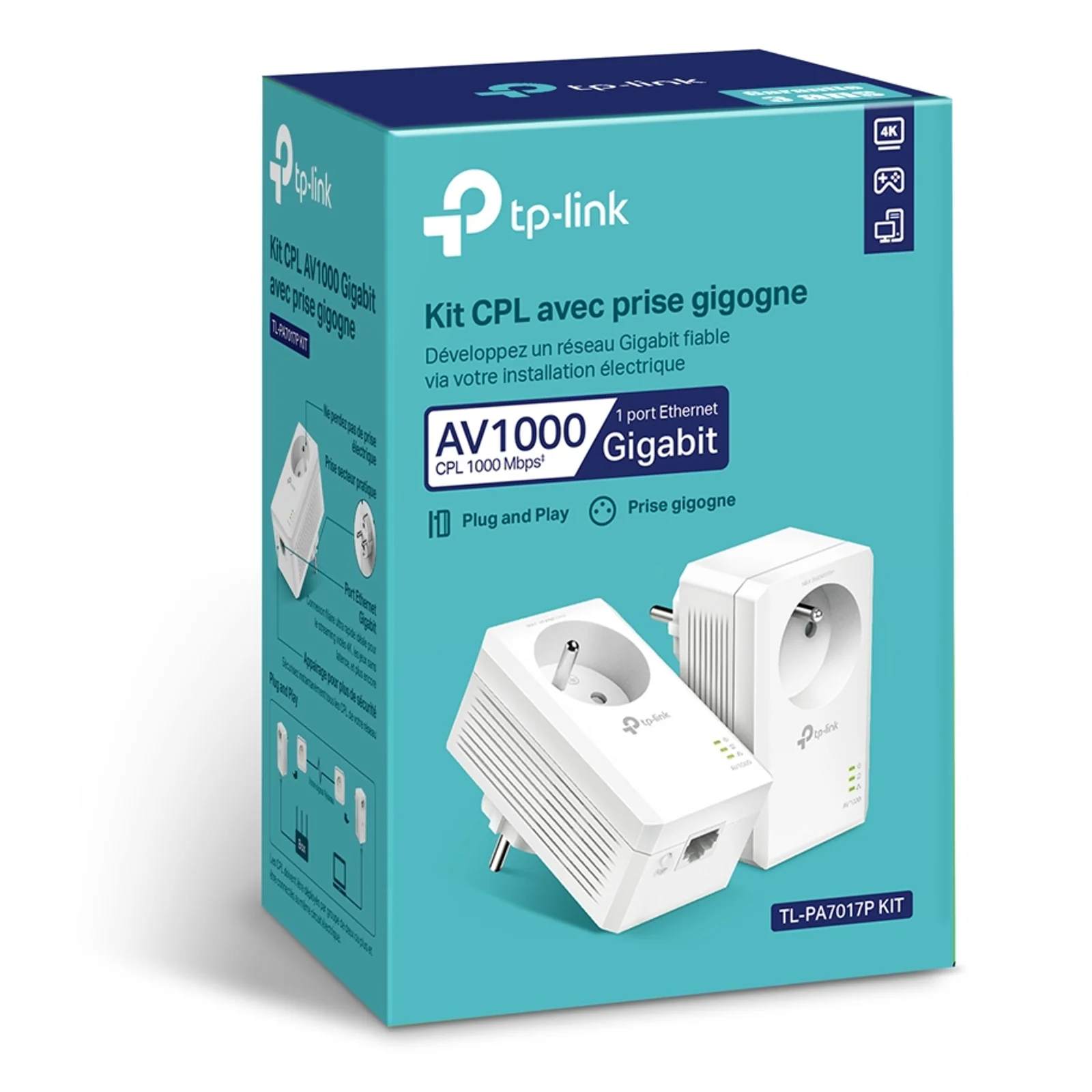 TP-Link TL-PA7017PKIT(FR) 1000 Mbit/s Ethernet/LAN Blanc 2 pièce(s)