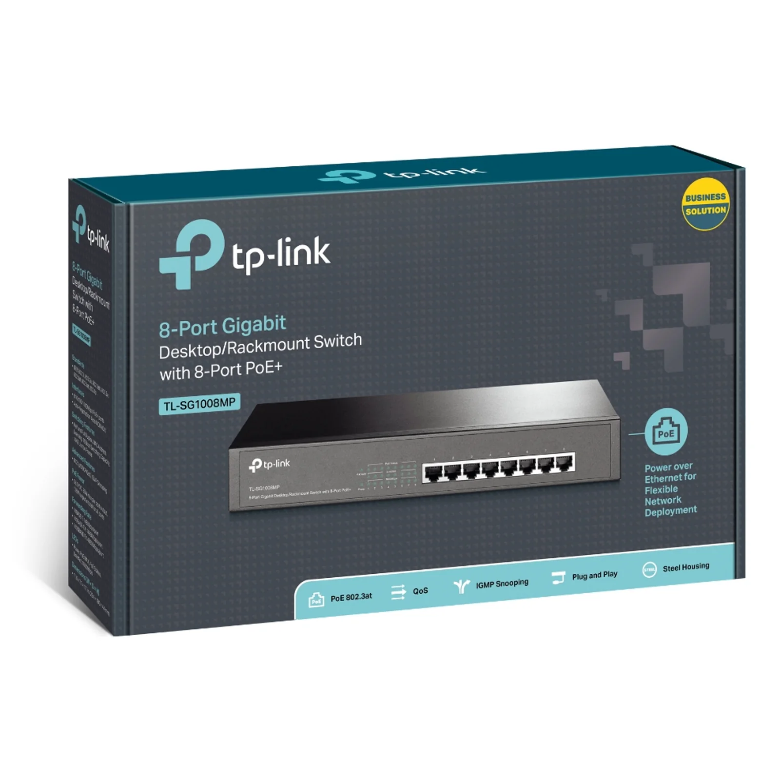 TP-Link TL-SG1008MP Non-géré Gigabit Ethernet (10/100/1000) Connexion Ethernet, supportant l'alimentation via ce port (PoE) 1U Noir