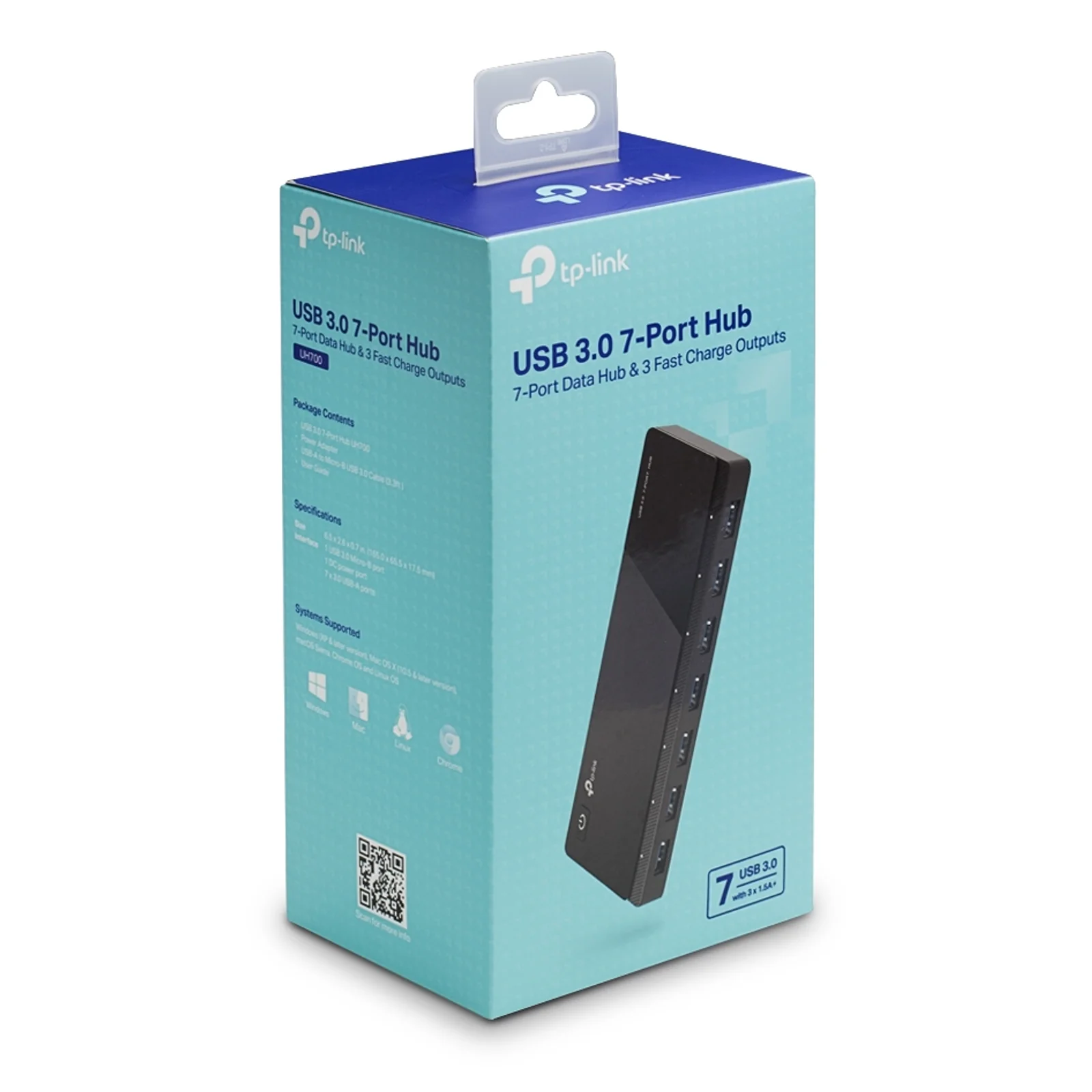 TP-Link UH700 hub & concentrateur USB 3.2 Gen 1 (3.1 Gen 1) Micro-B 5000 Mbit/s Noir