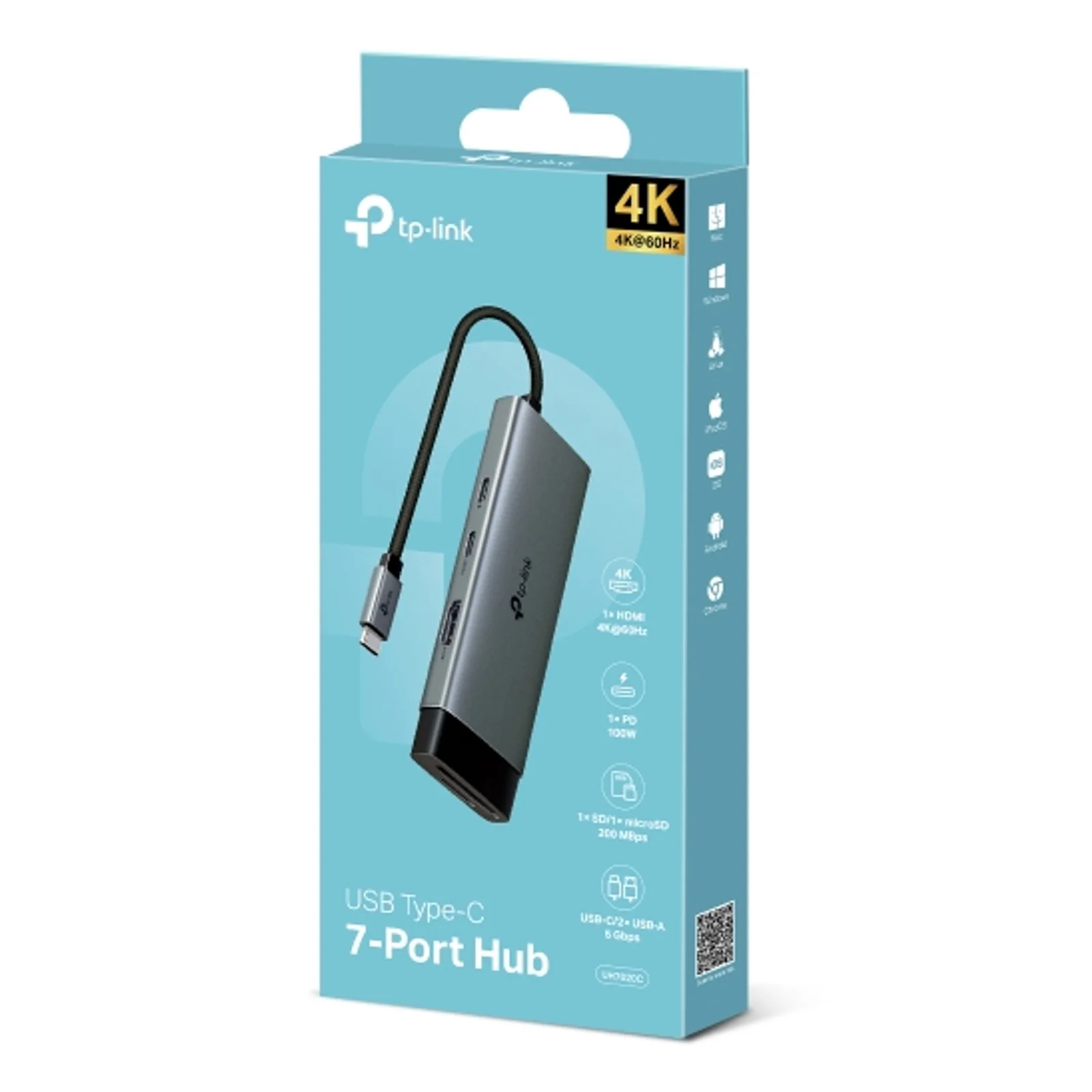 TP-Link UH7020C hub & concentrateur USB 3.2 Gen 1 (3.1 Gen 1) Type-C 5000 Mbit/s