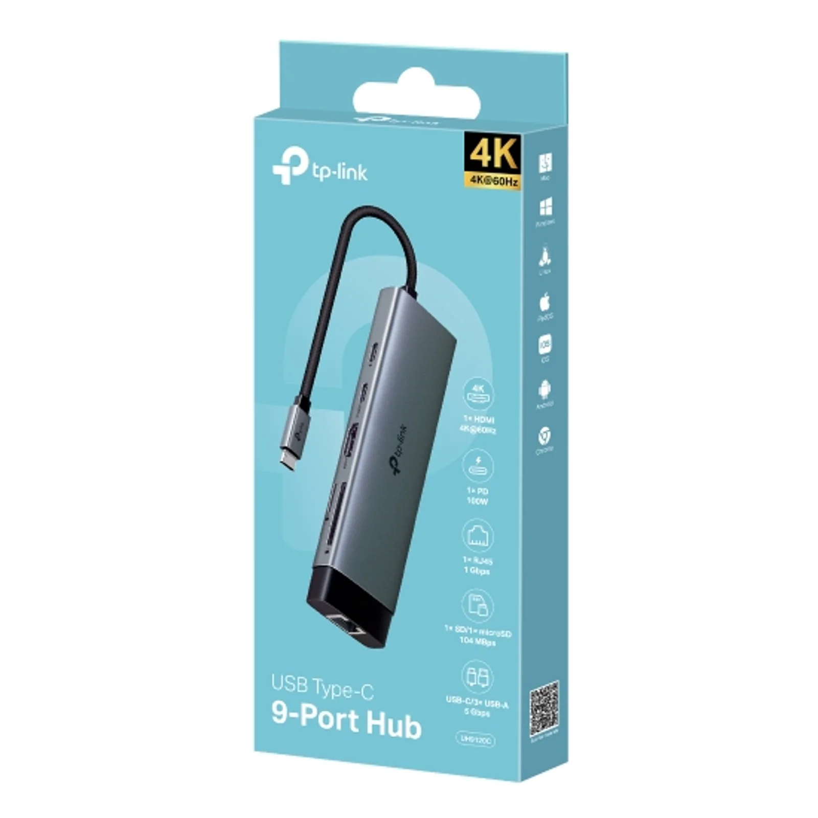 TP-Link UH9120C hub & concentrateur USB 3.2 Gen 1 (3.1 Gen 1) Type-C 5000 Mbit/s