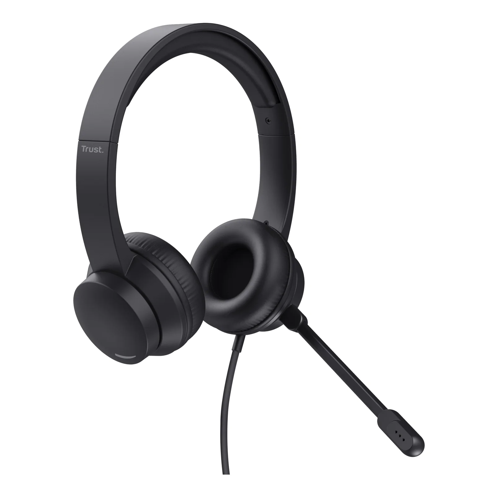 Casque Trust Ayda 25088 noir, face avant, coussinets et micro boom orientable
