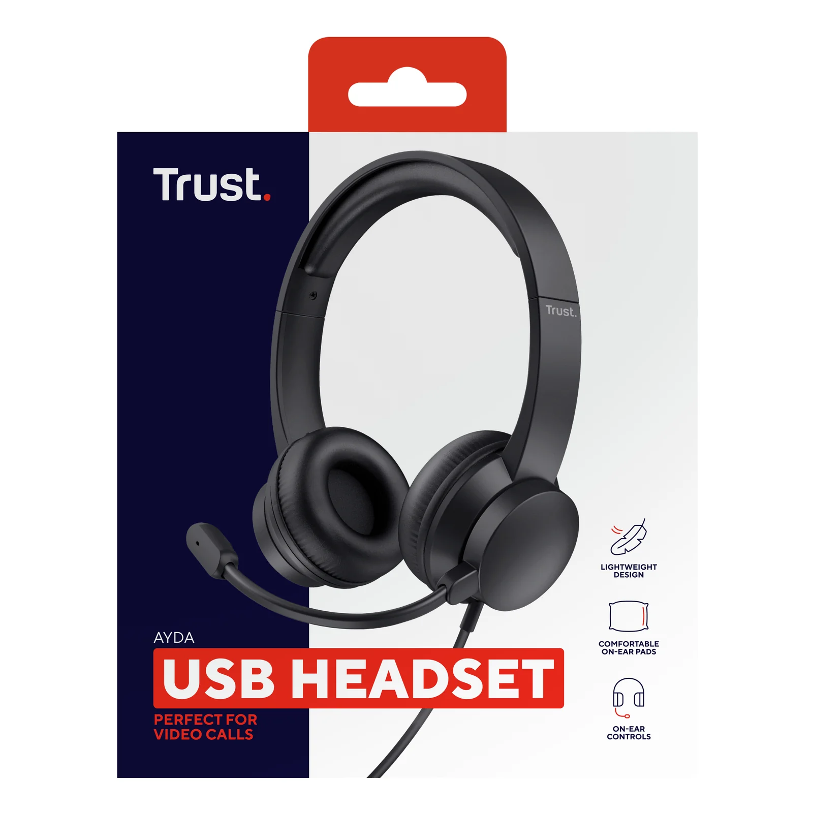 Boîte Trust Ayda USB Headset, emballage vert, face avant avec pictogrammes de compatibilité