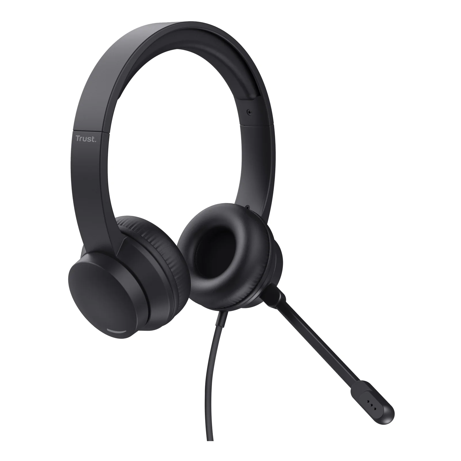 Casque Trust Ayda HS-150 noir, vue frontale, microphone boom à gauche
