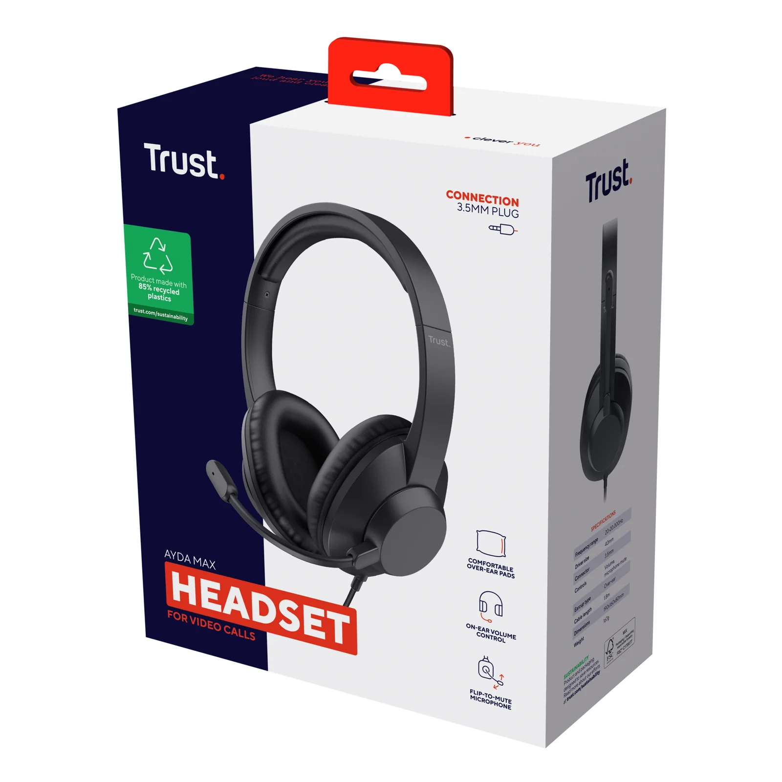 Trust Ayda Max Casque Avec fil Arceau Bureau/Centre d'appels Noir