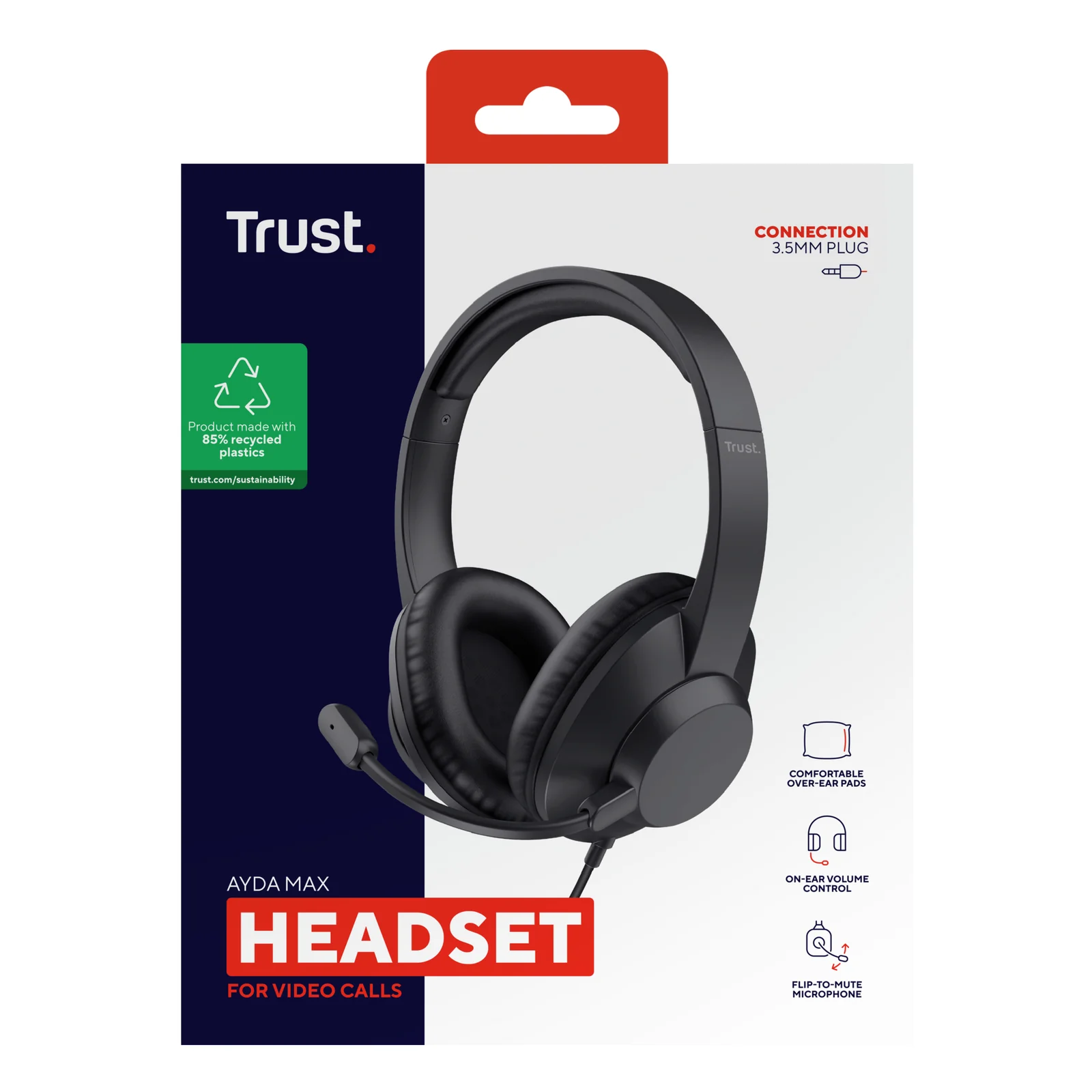 Trust Ayda Max Casque Avec fil Arceau Bureau/Centre d'appels Noir