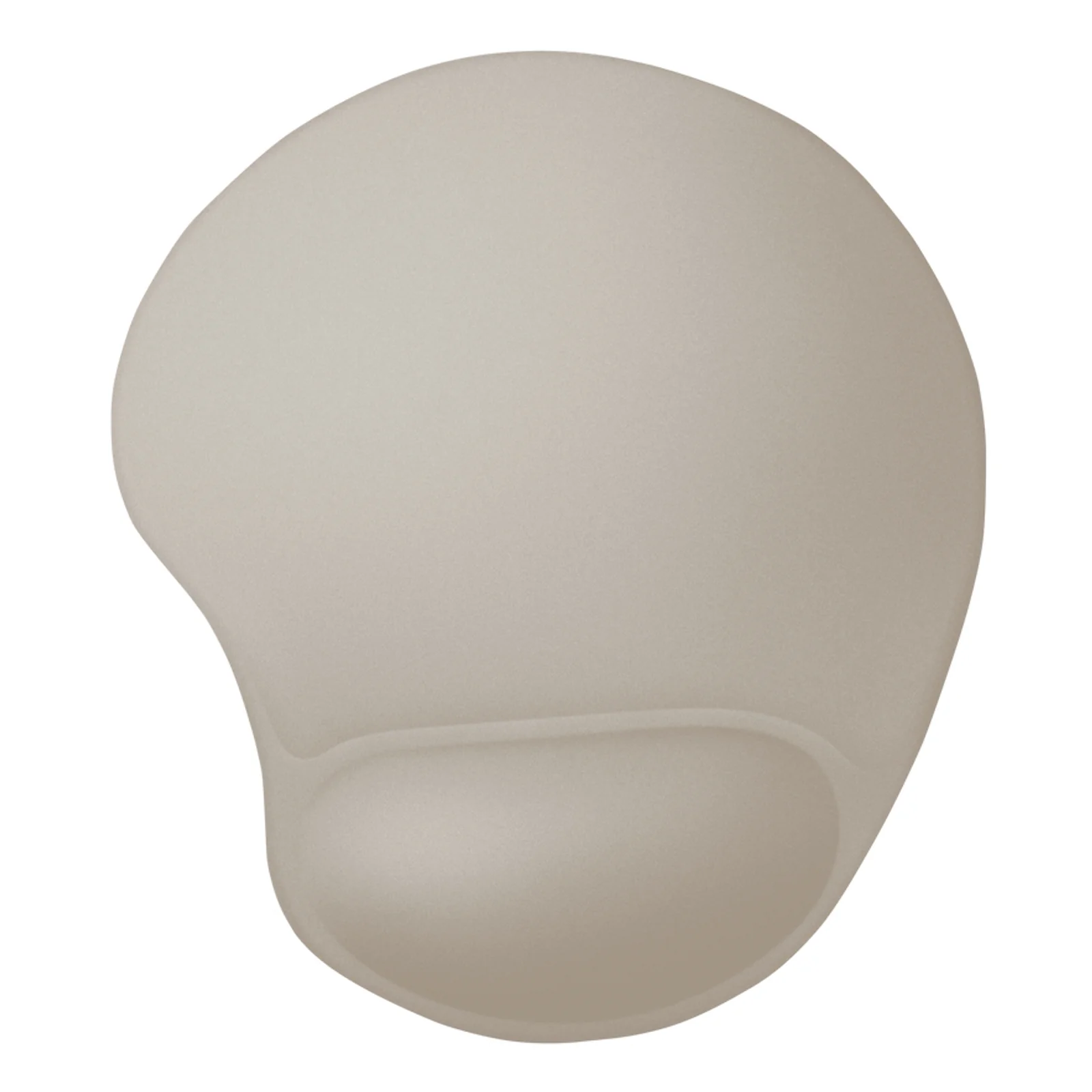 Vue de trois quarts du tapis de souris beige Trust Bigfoot 26012, profil du repose-poignet en dôme