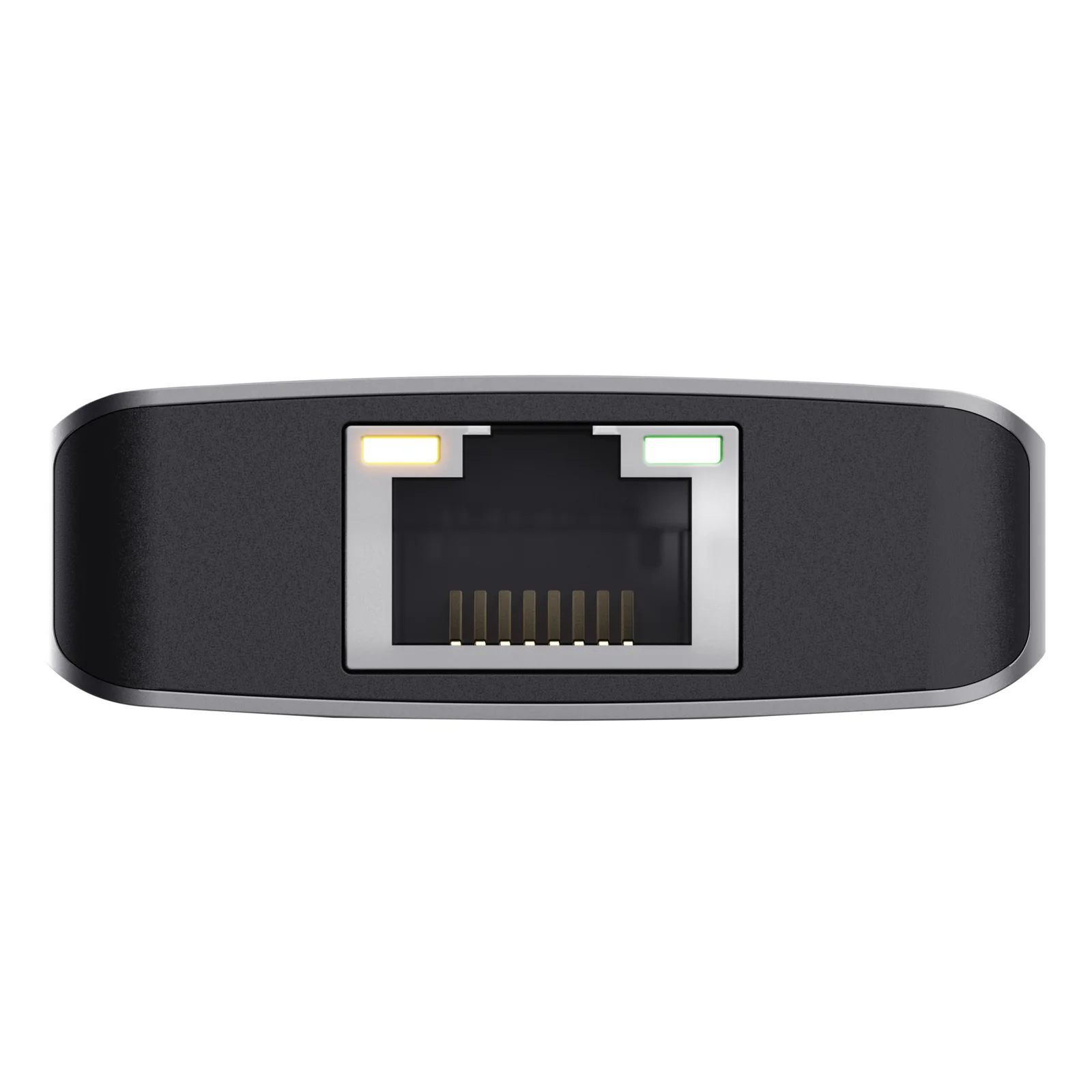 Gros plan sur le port RJ-45 Gigabit Ethernet du Trust Dalyx 24968, couleur noir