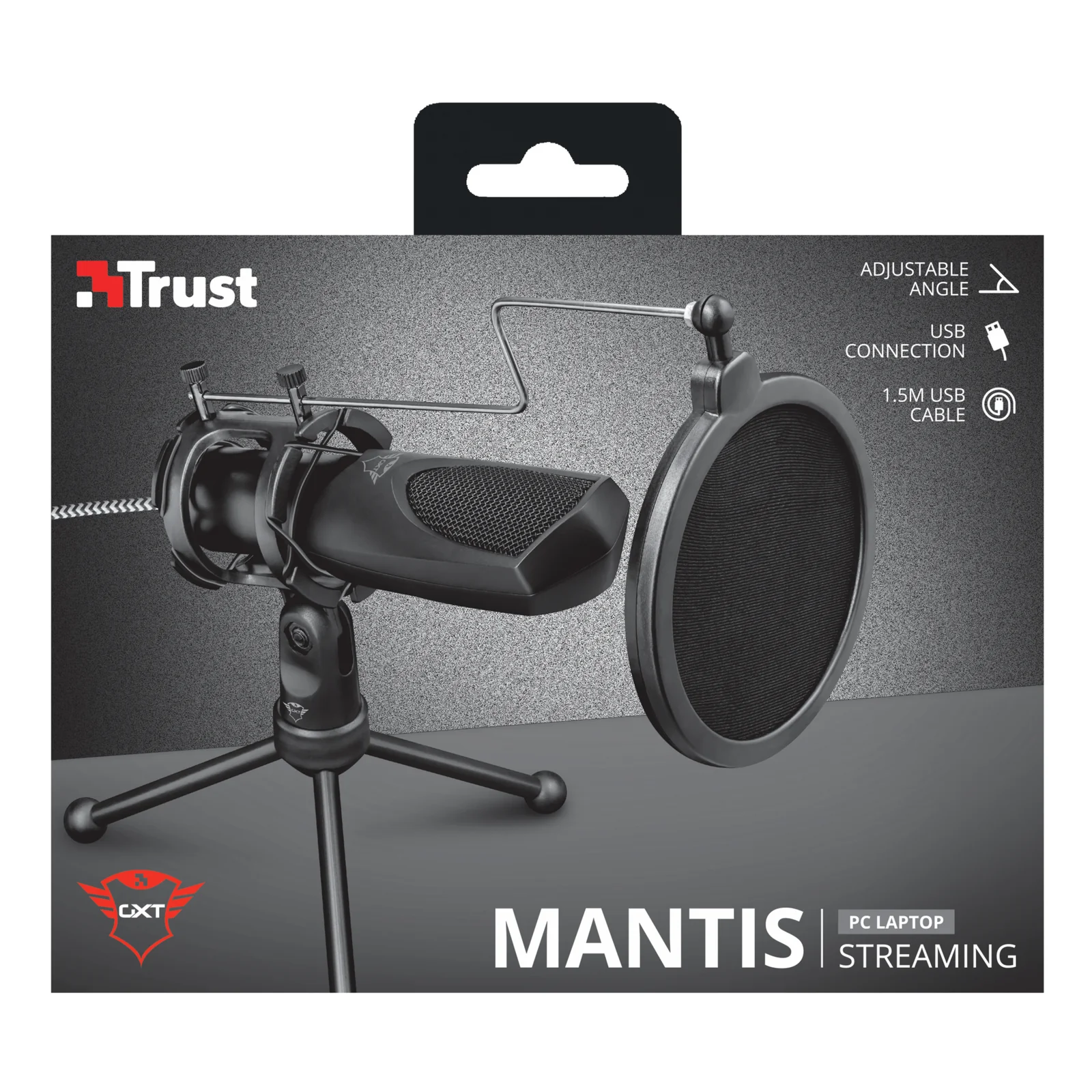 Packaging Trust GXT 232 Mantis Streaming, vue de la boîte, marquage Trust GXT visible