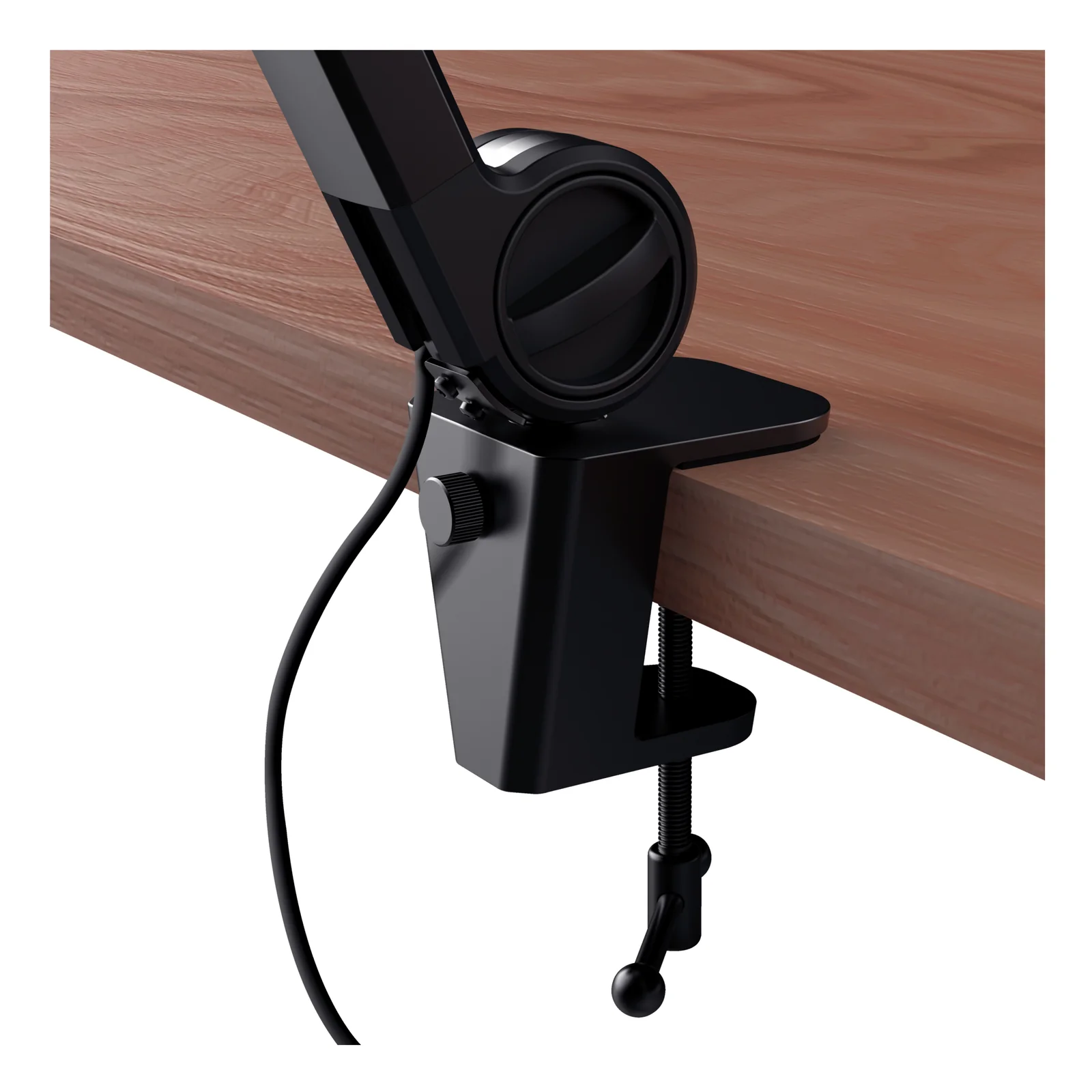 Pince de bureau C-clamp du bras articulé Trust GXT 255+ fixée sur bord de table en bois