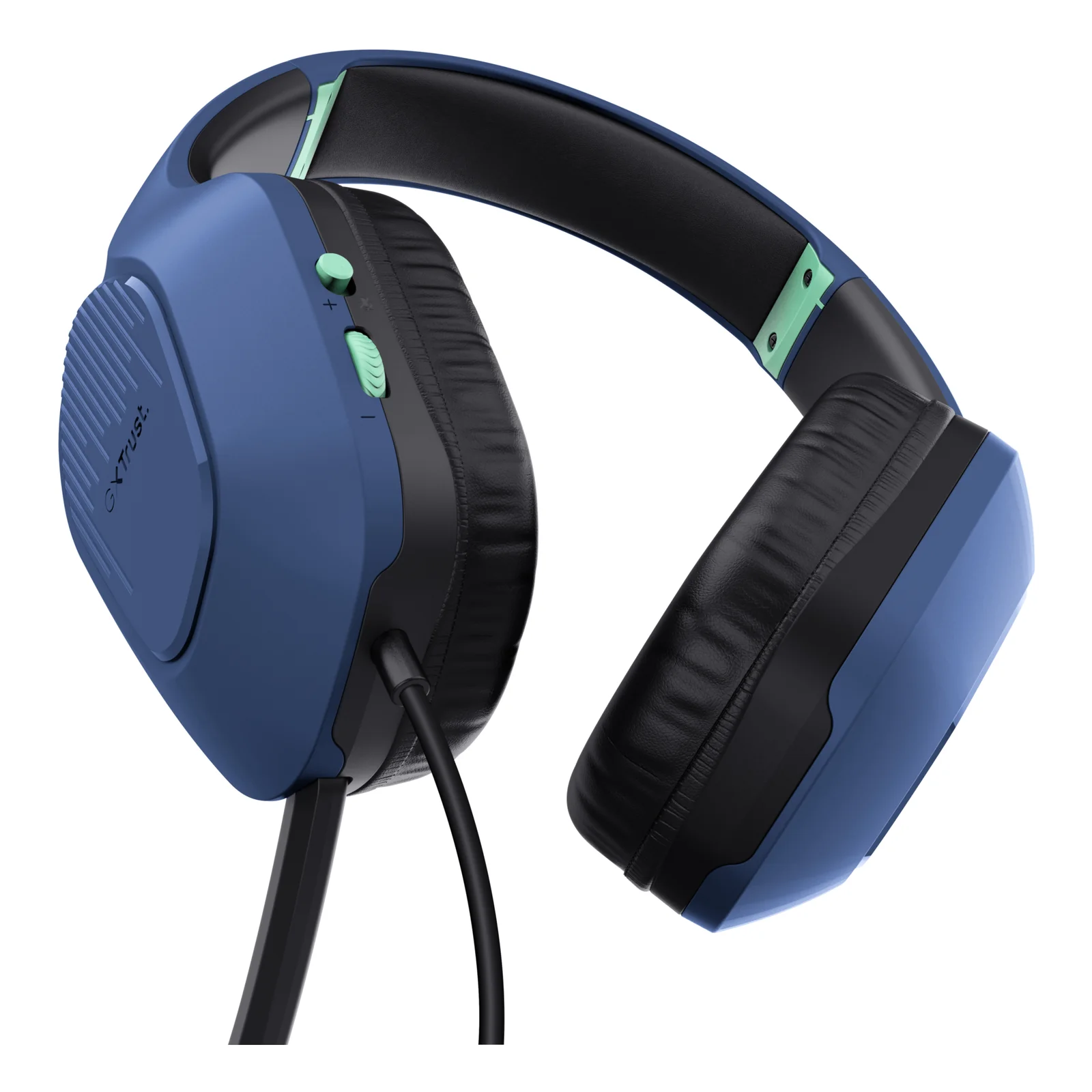Casque Trust GXT 415B Zirox, vue de profil droit, détail de la commande sur l'oreillette gauche visible