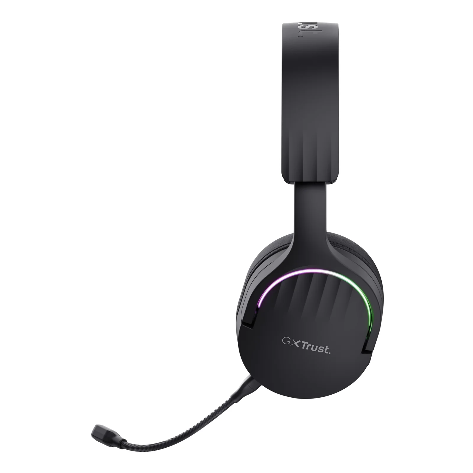 Vue latérale gauche du Trust GXT 491 Fayzo, anneau RGB multicolore sur l'oreillette