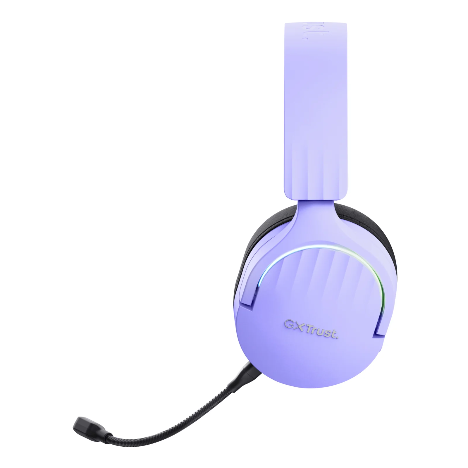 Casque Trust GXT 491P FAYZO violet, profil droit, microphone boom étendu visible