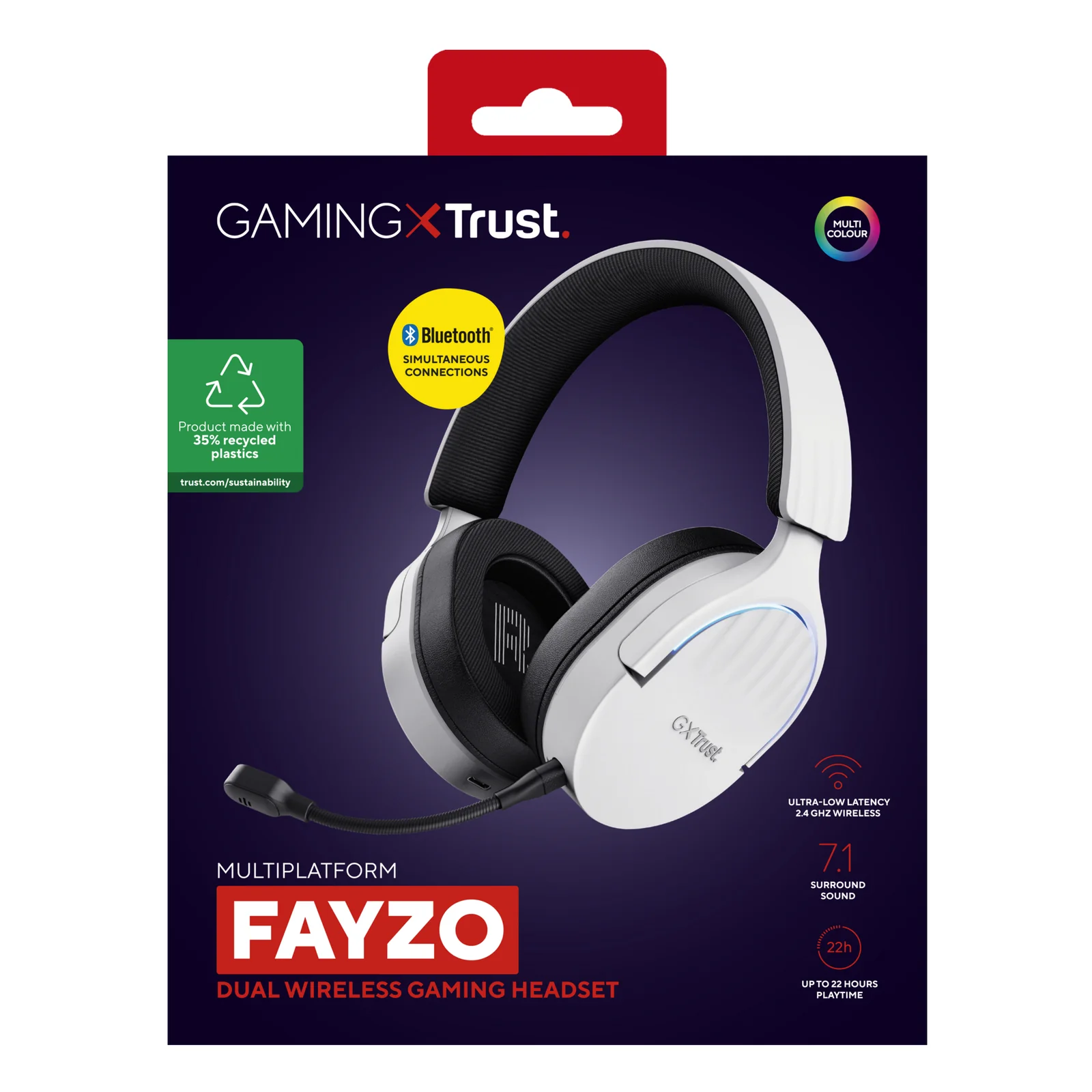 Trust GXT 491W FAYZO Casque Avec fil &sans fil Arceau Gaming USB Type-C Bluetooth Noir, Blanc