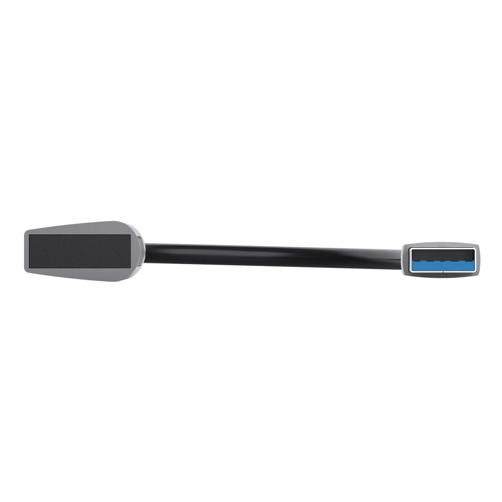 Connecteur USB-A mâle du Trust Halyx, languette bleue USB 3.0, câble noir souple, vue de détail
