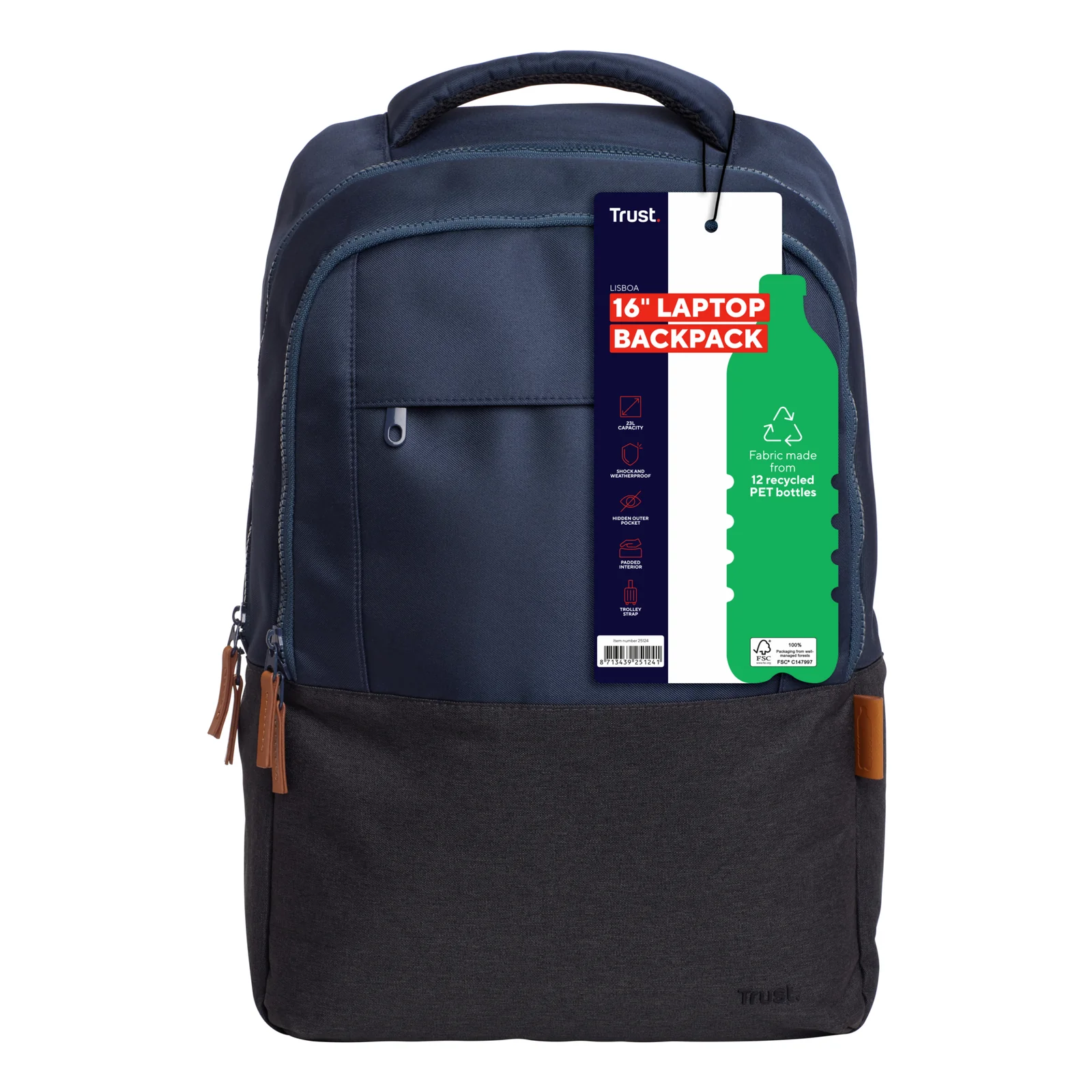 Trust Lisboa 40,6 cm (16") Sac à dos Bleu