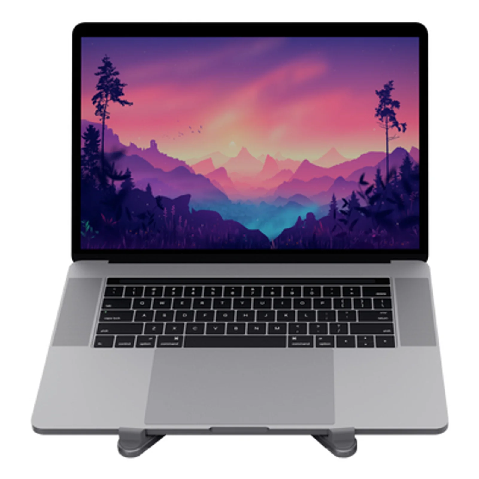 Support Trust Macy avec MacBook, vue en plongée, angle alternatif