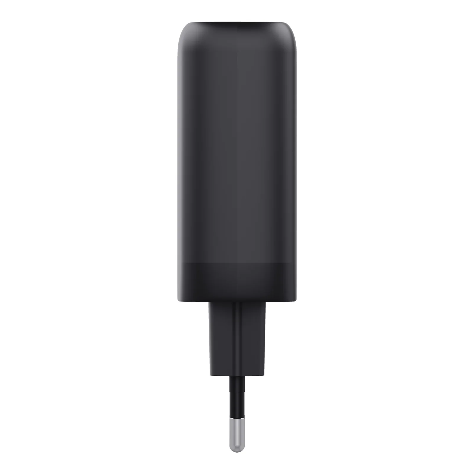 Vue de profil, chargeur Trust Maxo noir, format compact, fiche EU plate