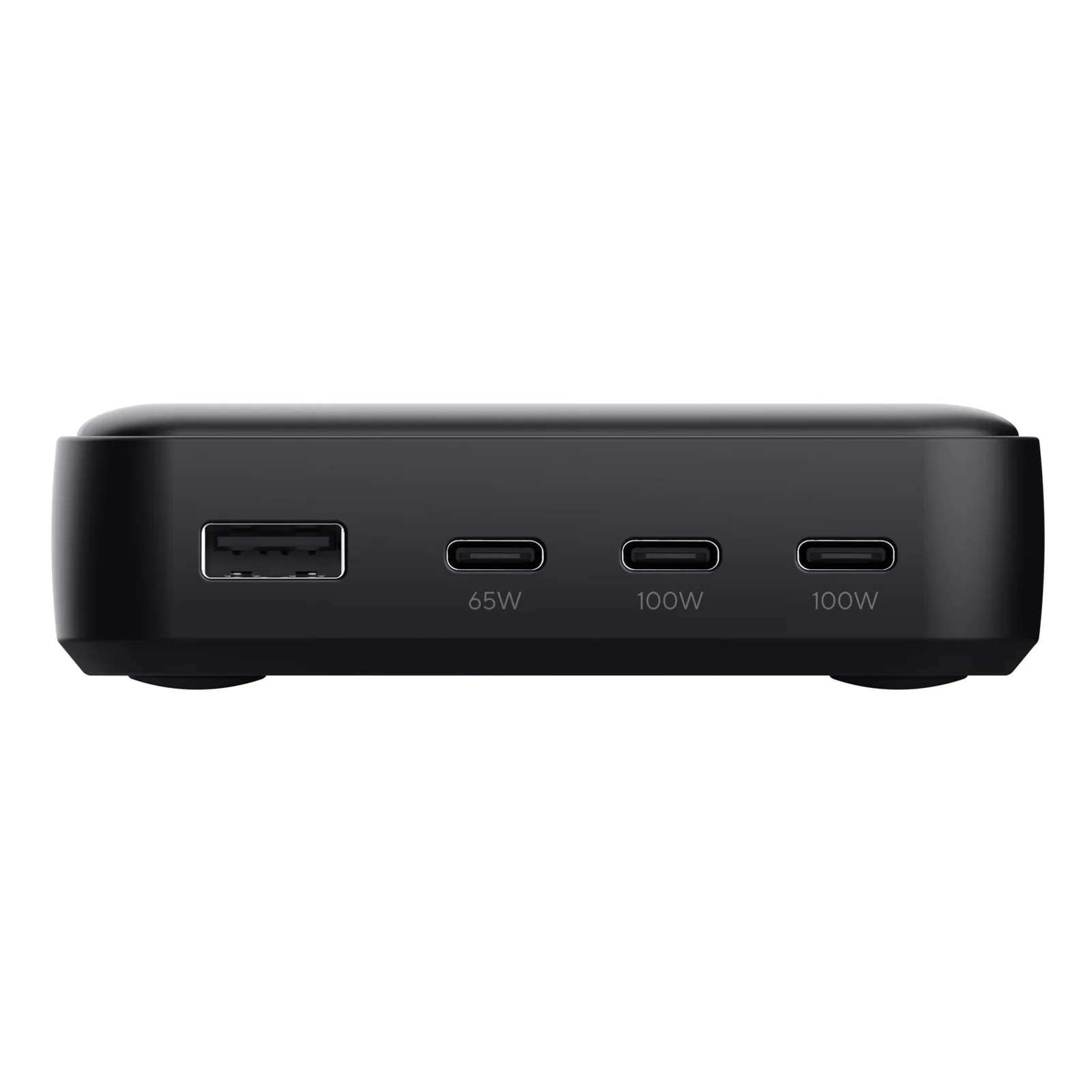 Face avant du Trust Maxo, panneau noir, 1 port USB-A et 3 ports USB-C alignés