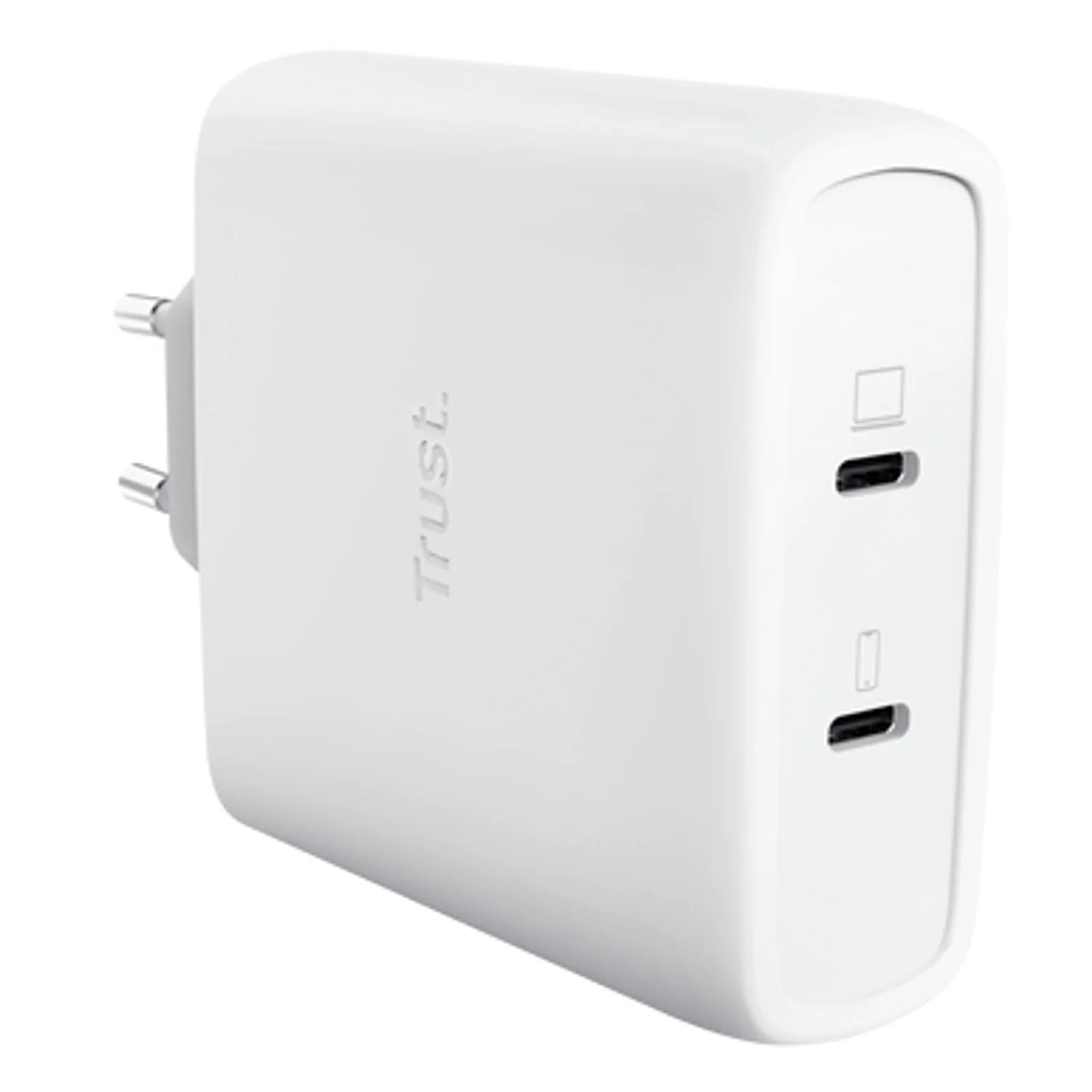 Face avant du chargeur Trust Maxo 100W, deux ports USB-C apparents