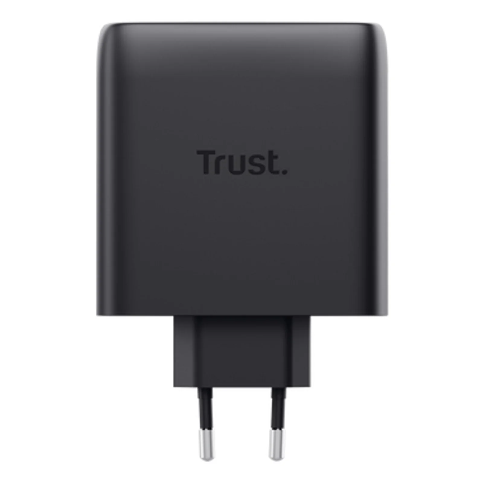 Face arrière du chargeur Trust Maxo, boîtier noir mat, broche EU deux pôles