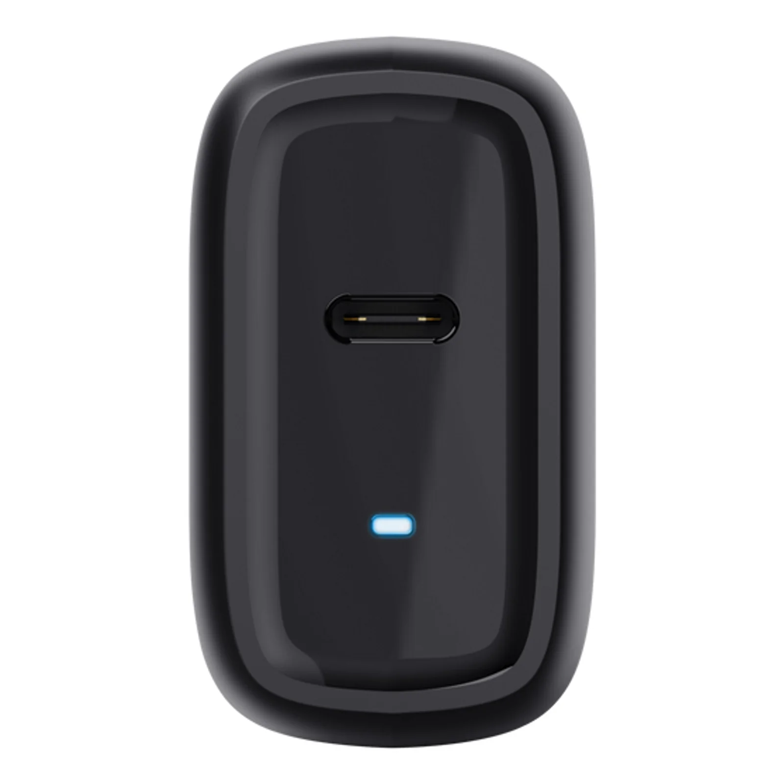Vue de dessous du Trust Maxo, port USB-C centré, voyant LED bleu, surface noire mate