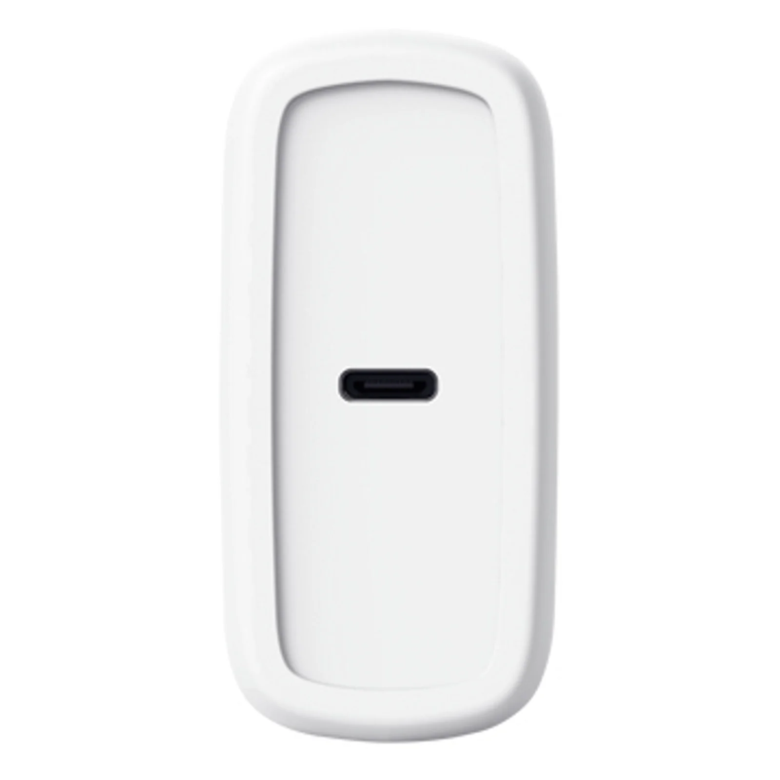 Dessous du chargeur Trust Maxo blanc, port USB-C visible au centre