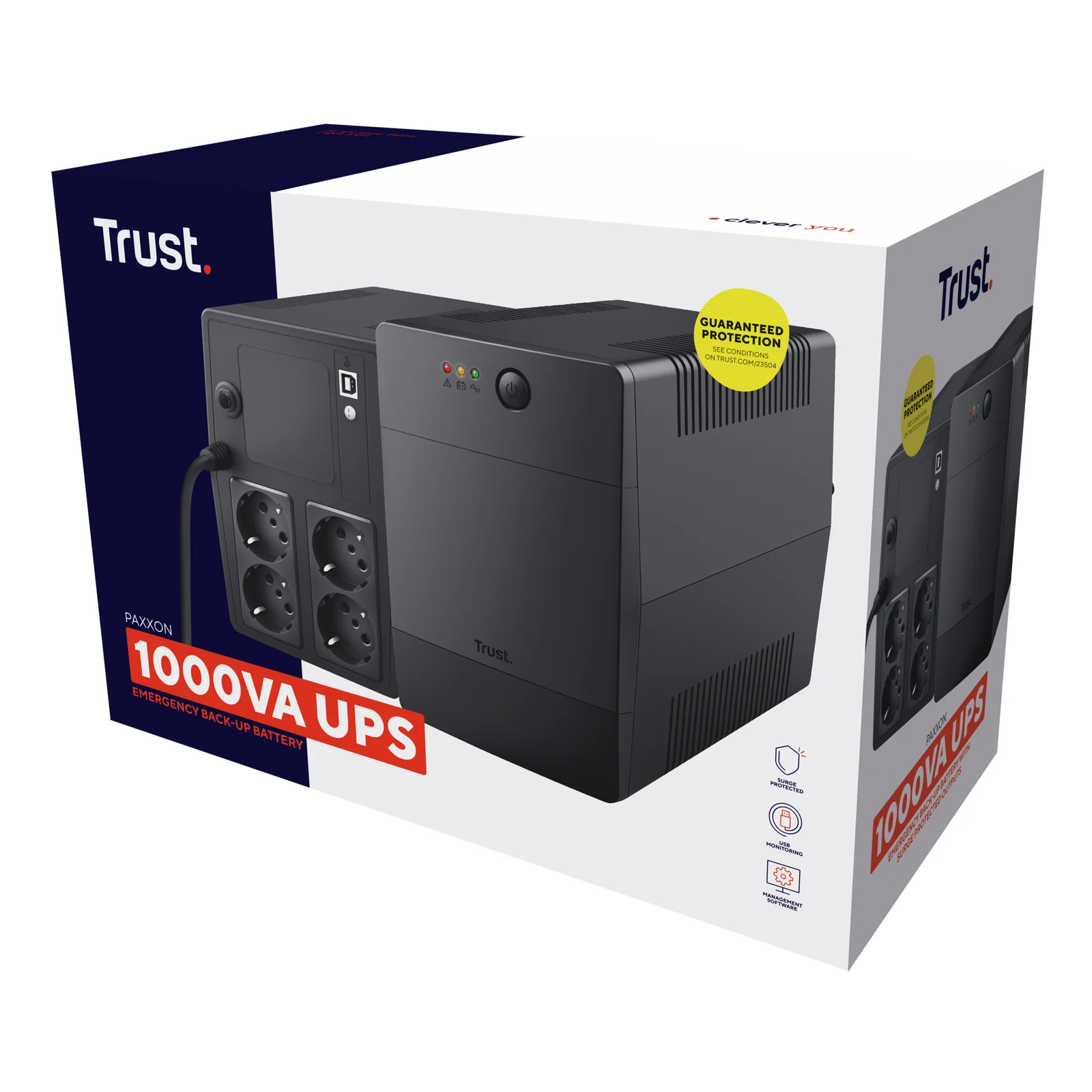 Trust Paxxon alimentation d'énergie non interruptible 1 kVA 600 W 4 sortie(s) CA