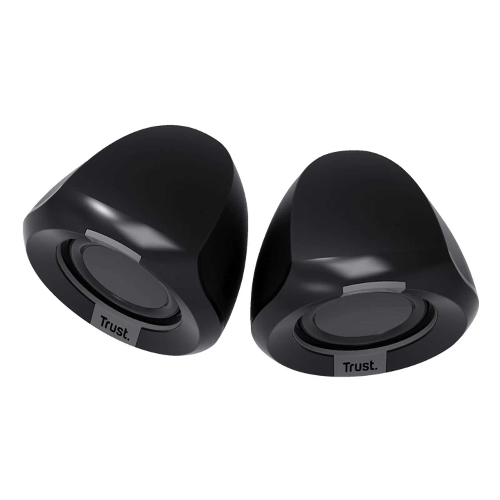 Trust Polo 25164, satellite noir vu de trois quarts, boîtier ABS brillant